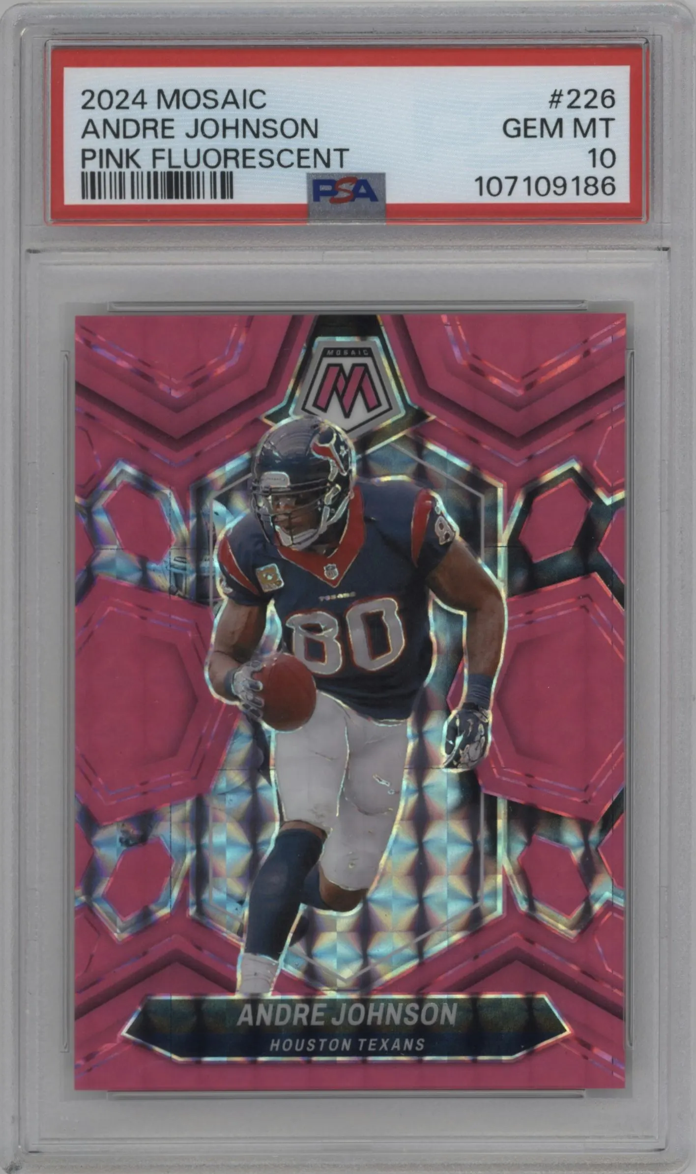 2024 Panini Mosaic Andre Johnson Pink Fluorescent PSA 10
