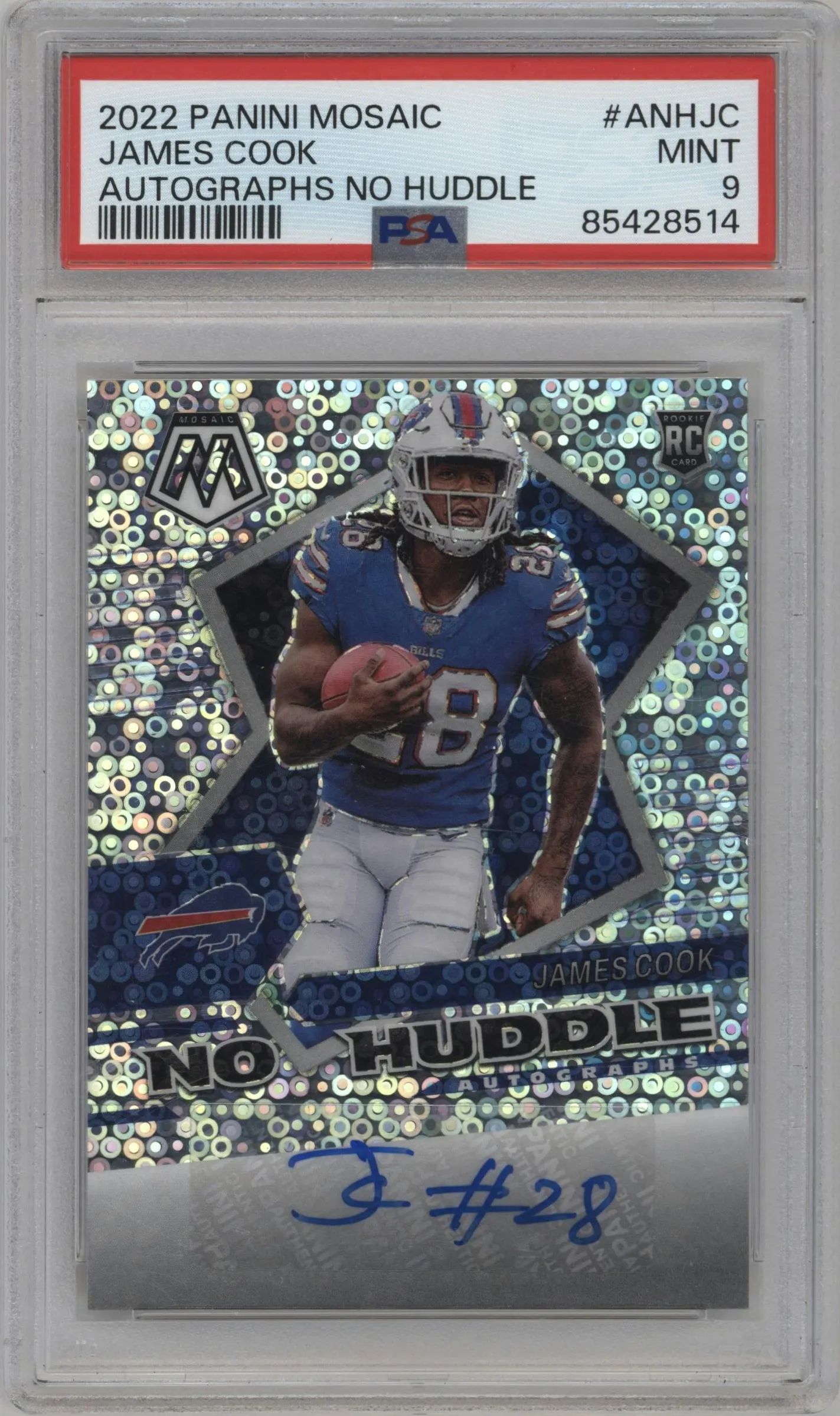 2022 Panini Mosaic Au.No Huddle James Cook #ANH-JC PSA 9