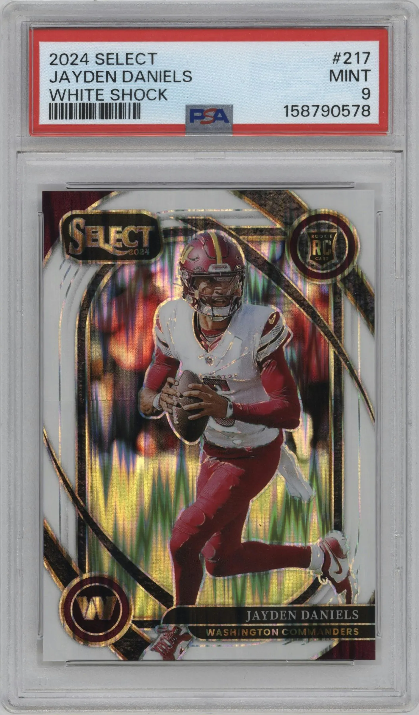 2024 Panini Select Club Lvl. Jayden Daniels White Shock #217 PSA 9