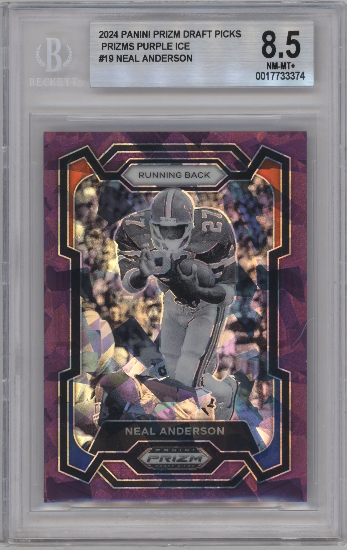 2024 Panini Prizm Draft Picks Neal Anderson Purple Ice #19 BGS 8.5
