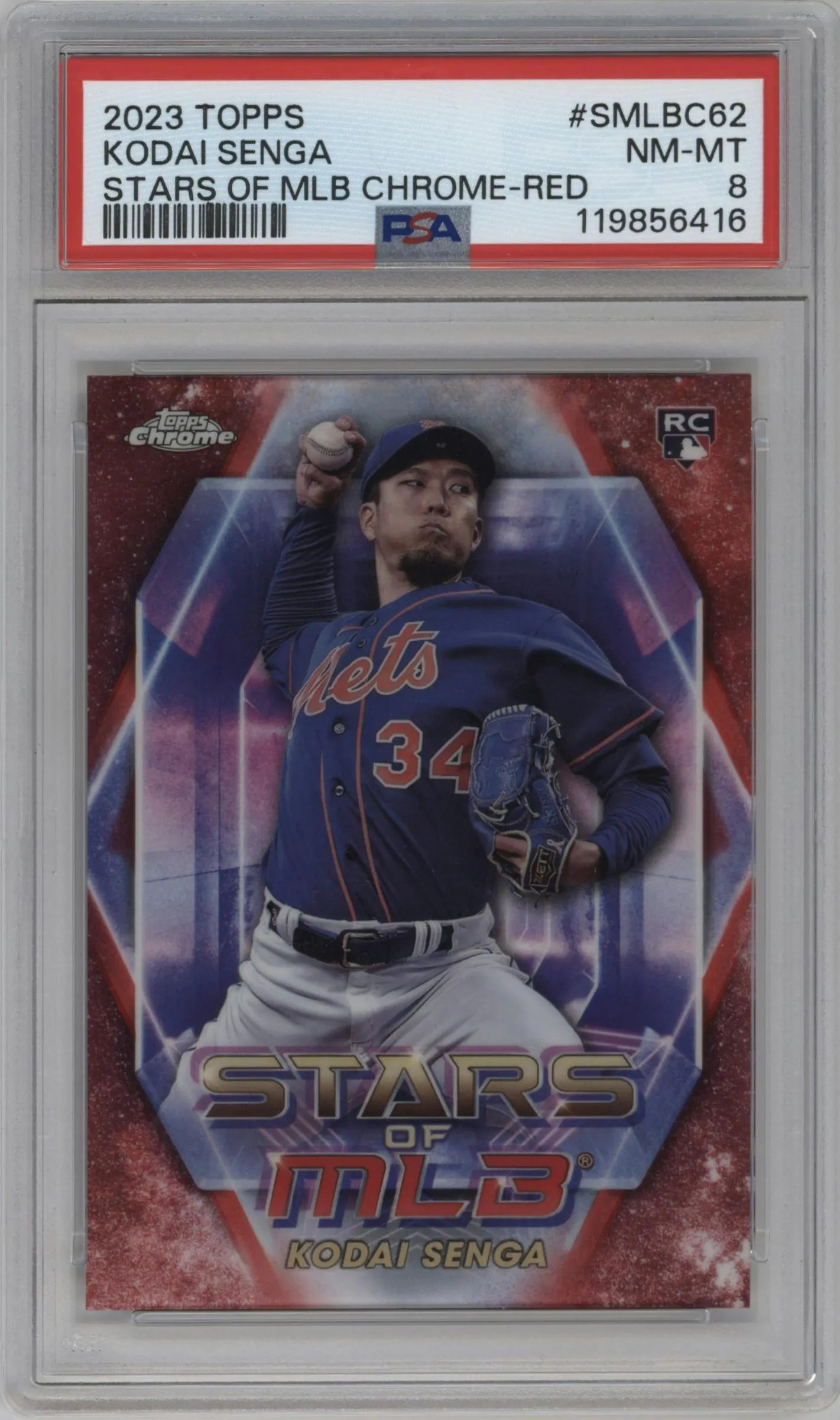 2023 Topps Update Stars of MLB Chrome Kodai Senga Red Refractor #SMLBC-62 PSA 8