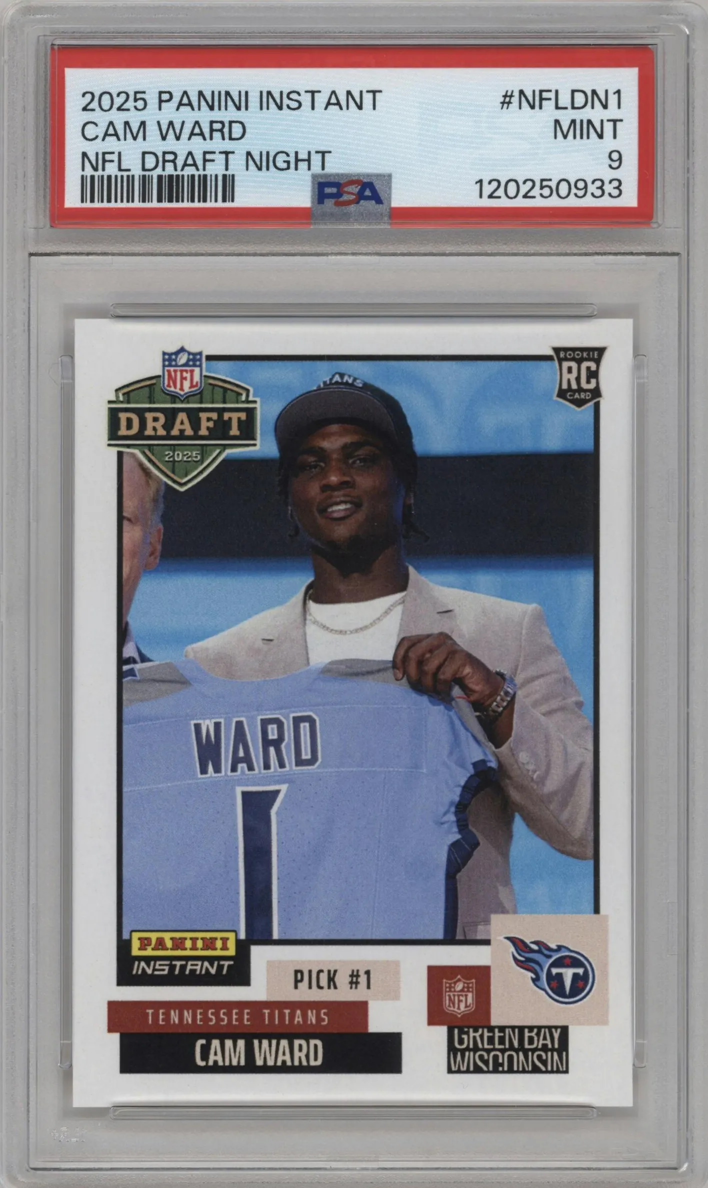 2025 Panini Instant NFL Draft Night Cam Ward #NFLDN-1 PSA 9