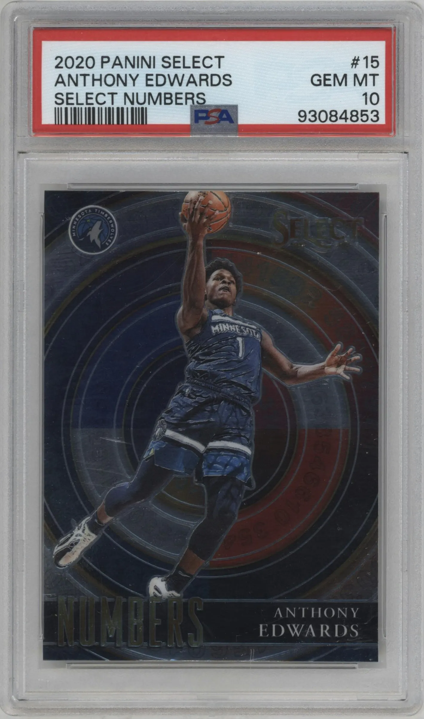 2020 Panini Select Numbers Anthony Edwards PSA 10