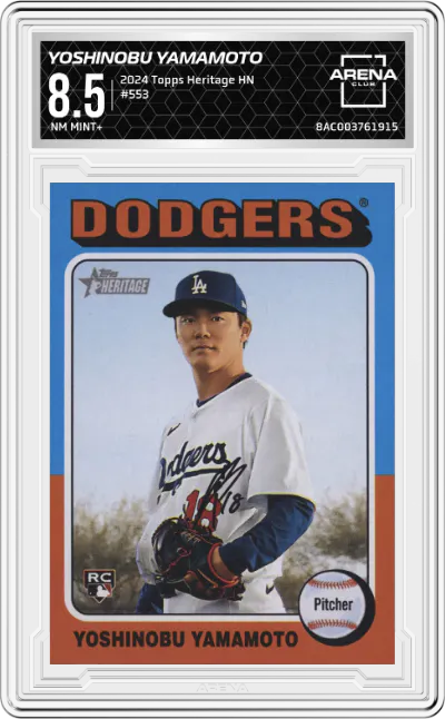 2024 Topps Heritage High Number Yoshinobu Yamamoto #553 ARENA CLUB 8.5