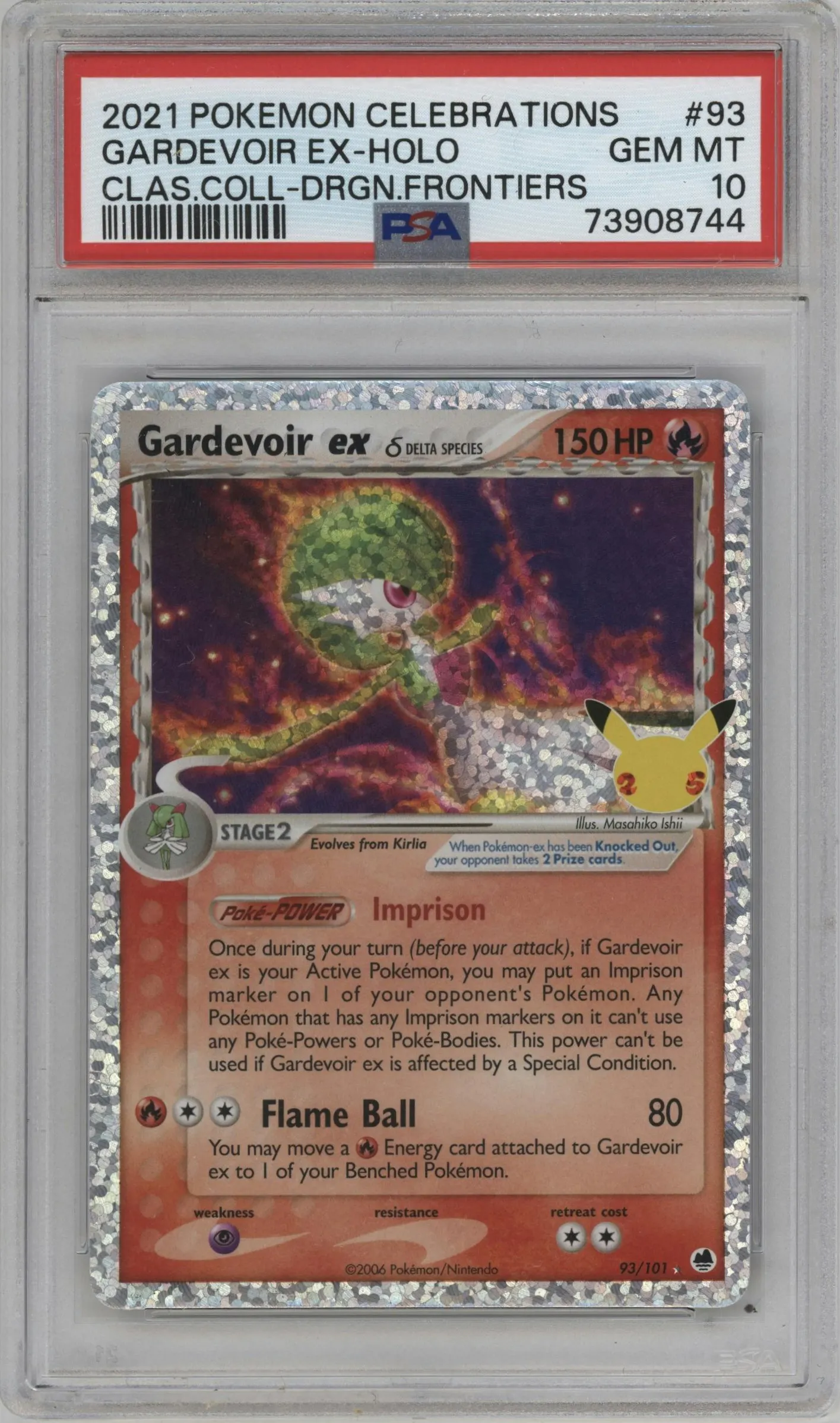 2021 Pokemon SWSH Celebrations CC Gardevoir ex Dragon Frontiers #93 PSA 10