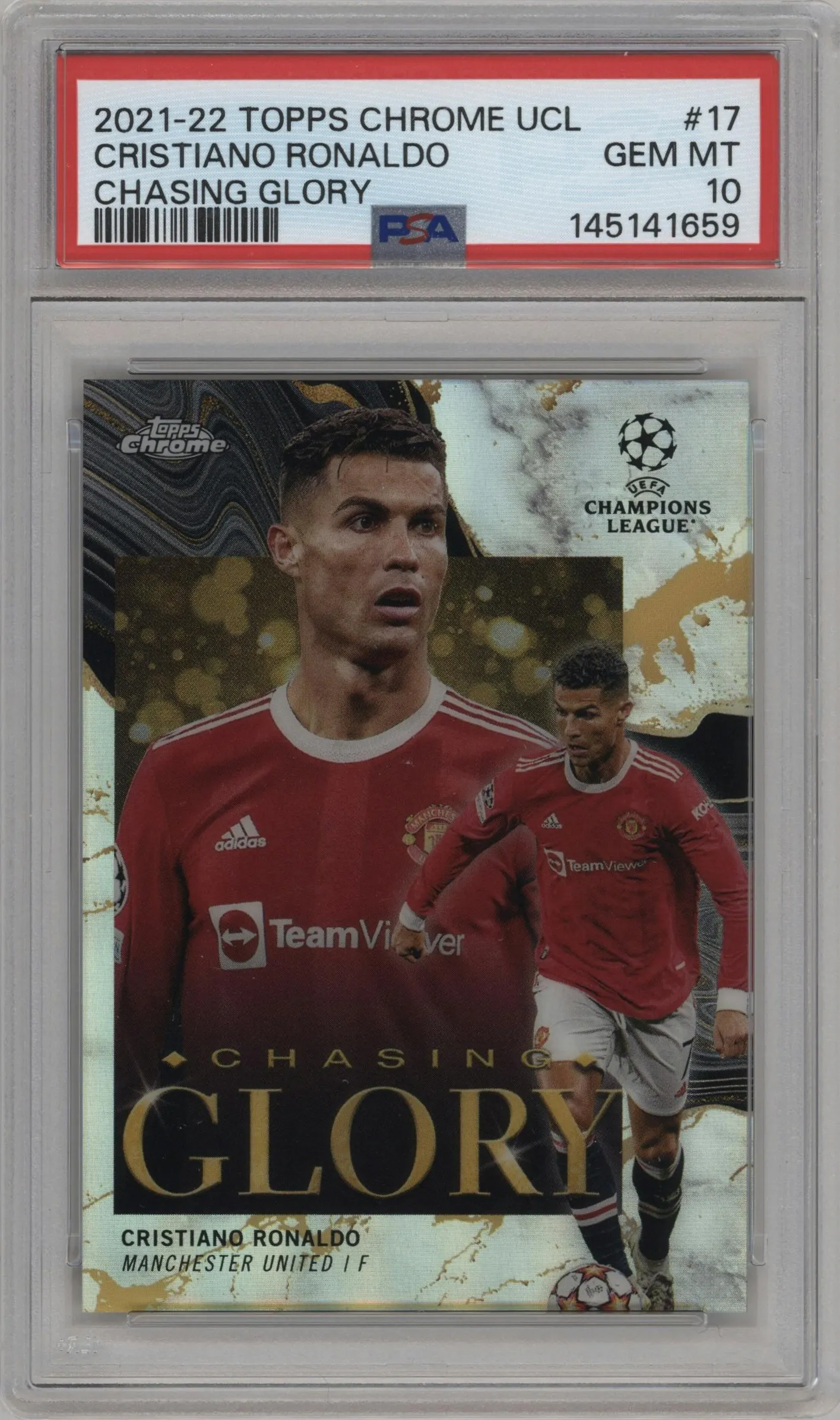 2021 Topps Chrome UEFA Champions League Chasing Glory Cristiano Ronaldo #CG-17 PSA 10