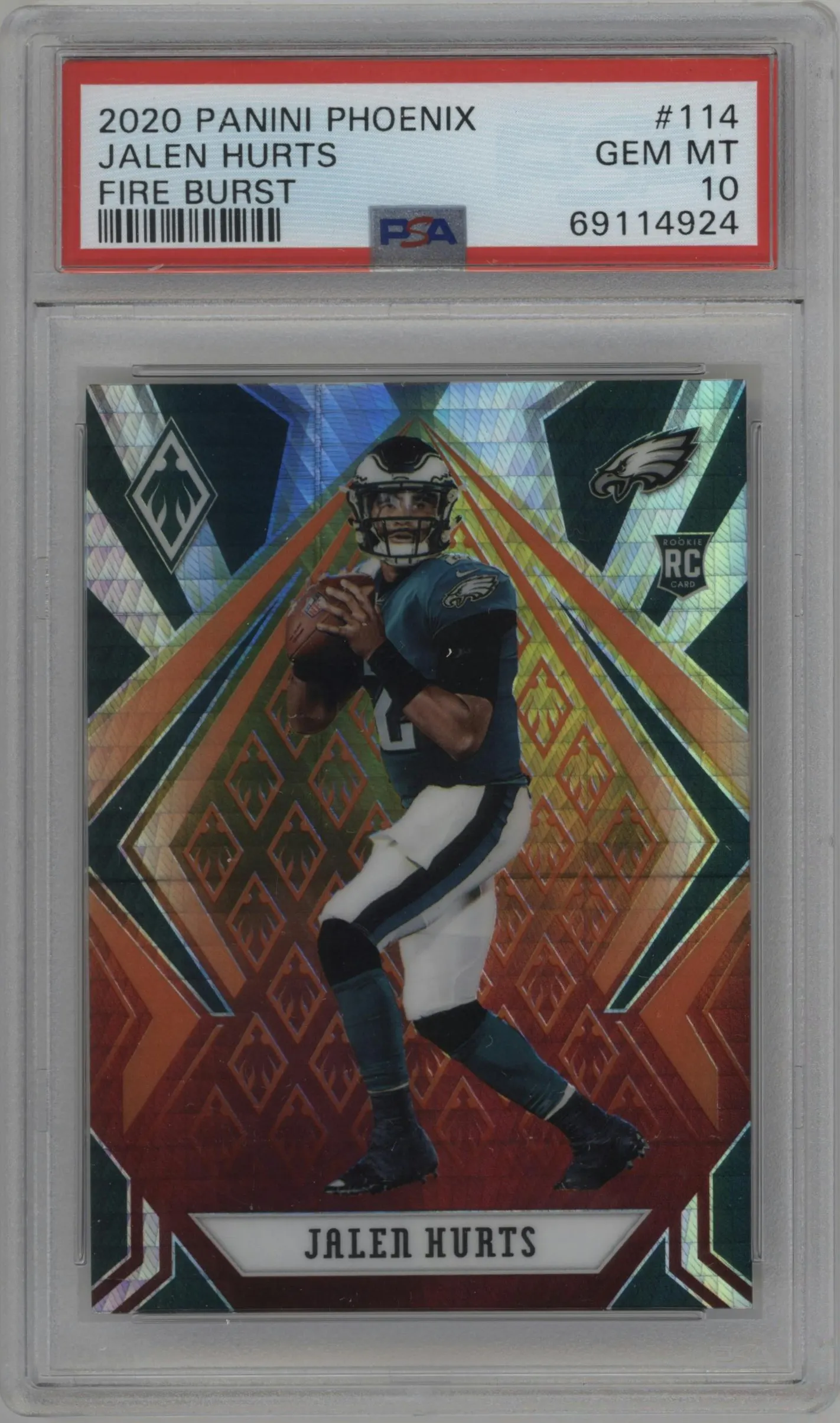2020 Panini Phoenix Jalen Hurts Fire Burst #114 PSA 10