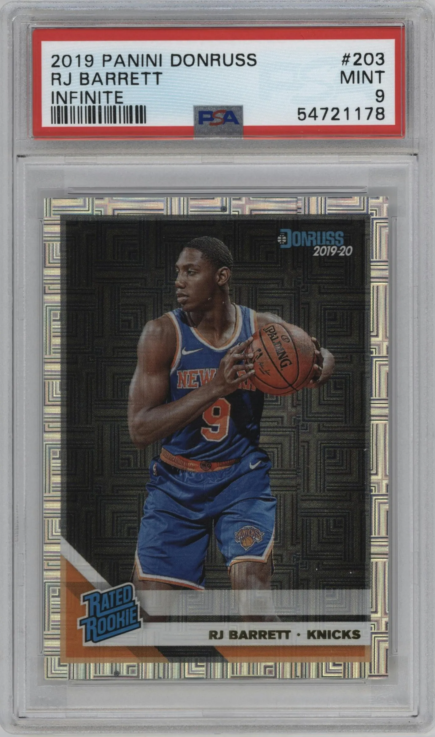 2019 Panini Donruss Rated Rookie RJ Barrett Infinite #203 PSA 9