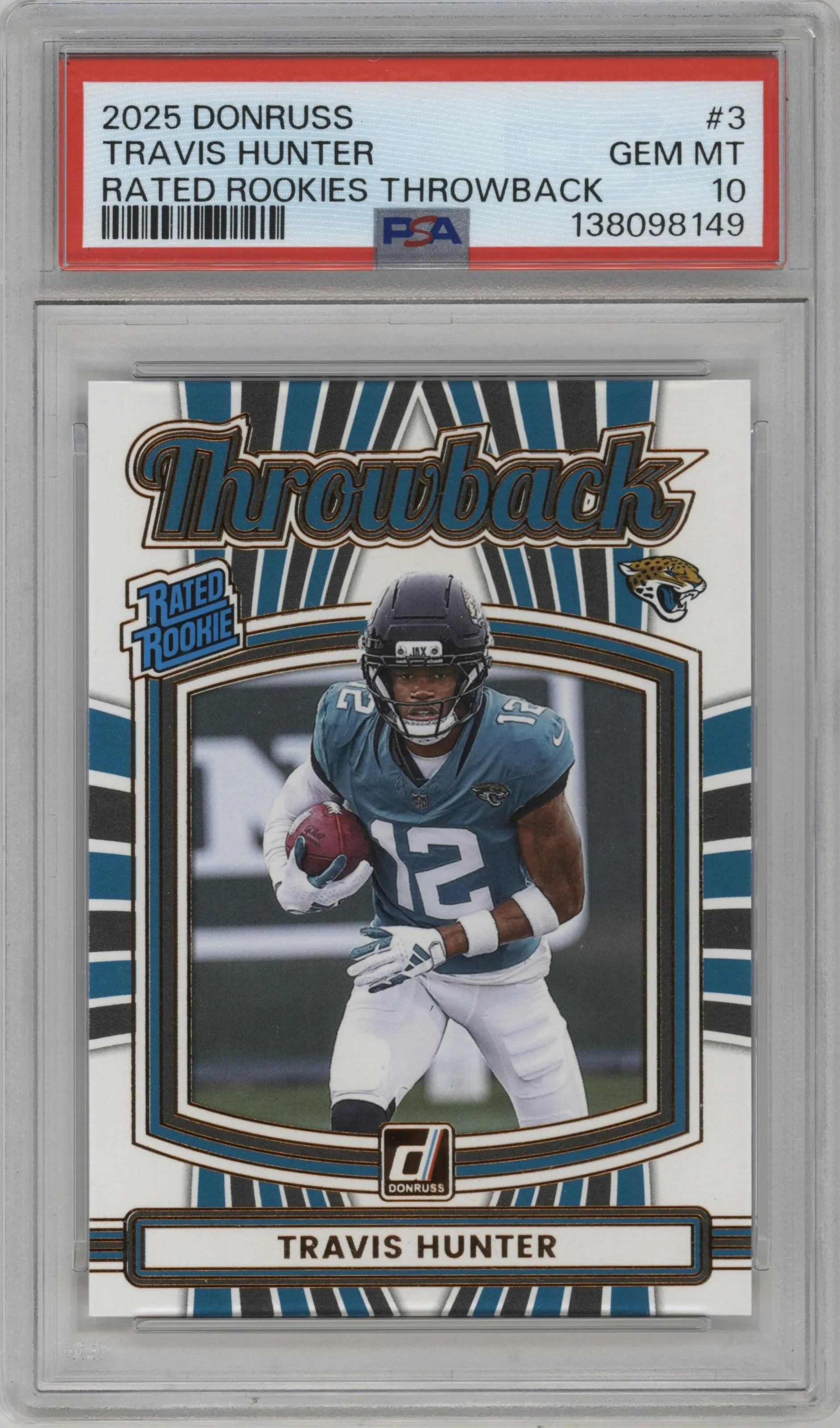 2025 Panini Donruss Throwback Rtd.Rke. Travis Hunter #3 PSA 10