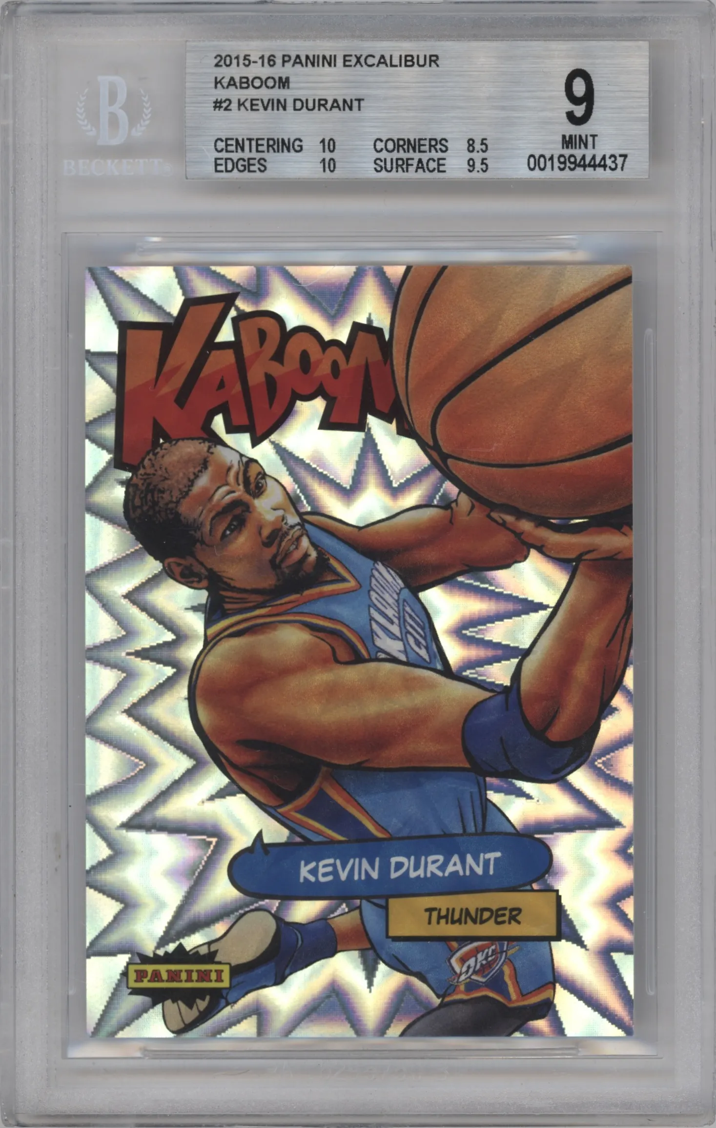 2015 Panini Excalibur Kaboom! Kevin Durant #2 BGS 9