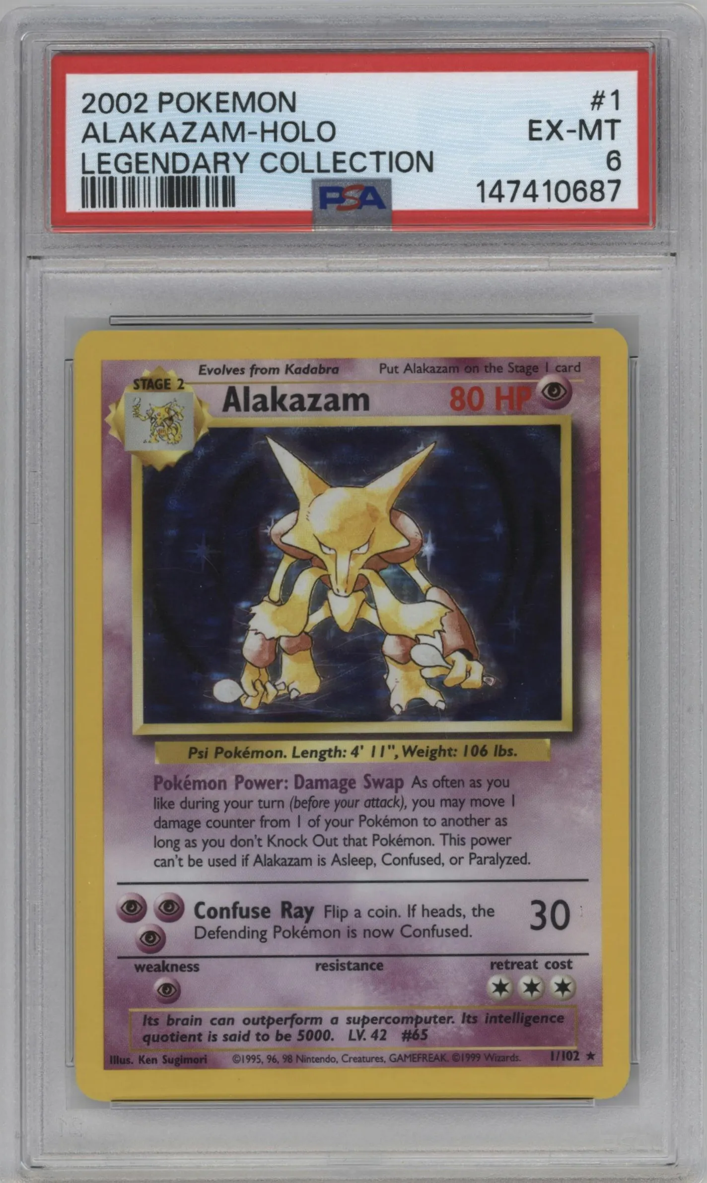 2002 Pokemon Legendary Collection Alakazam #1 PSA 6