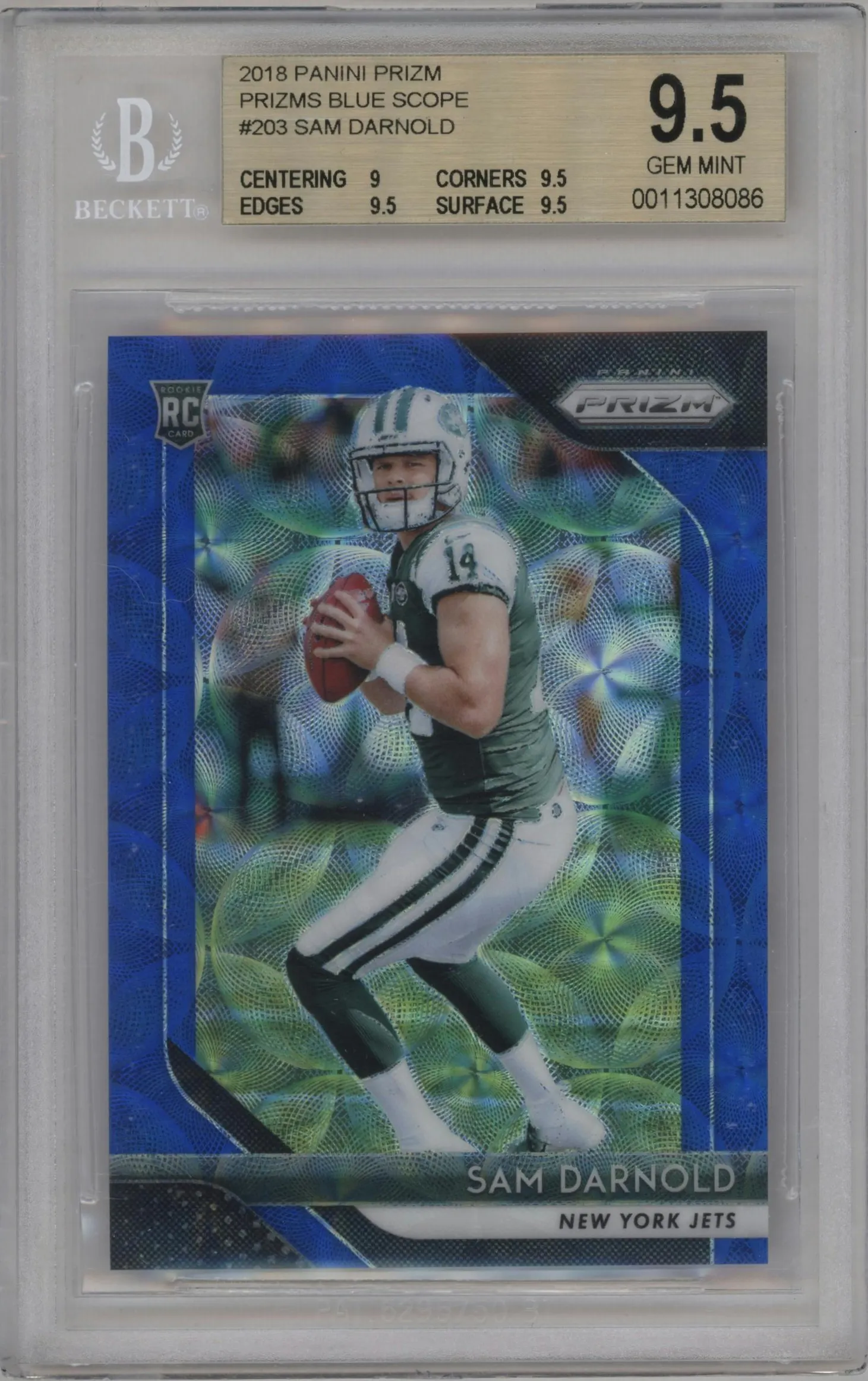 2018 Panini Prizm Sam Darnold Blue Scope #203 BGS 9.5
