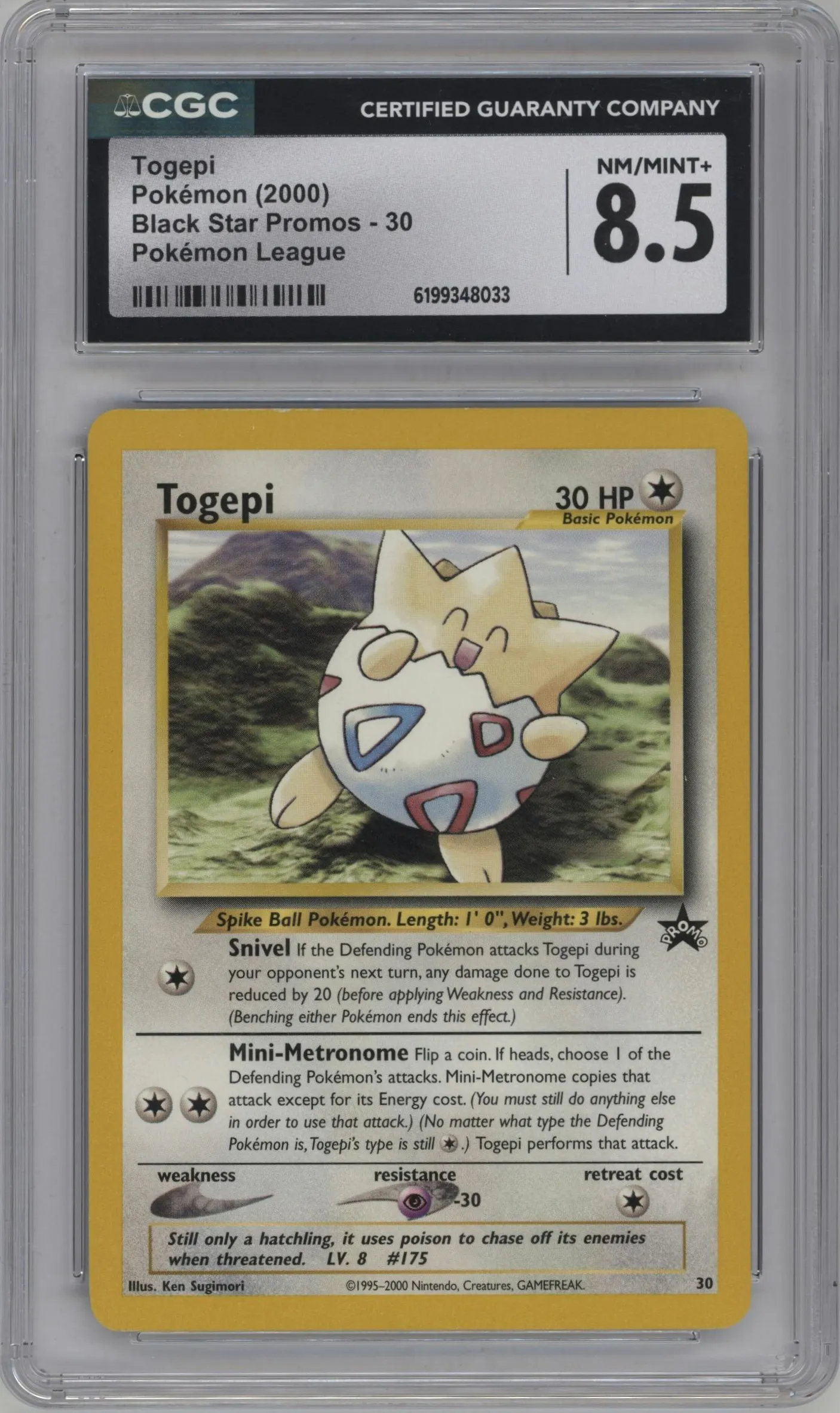 2000 Pokemon WoTC Togepi League #30 CGC 8.5
