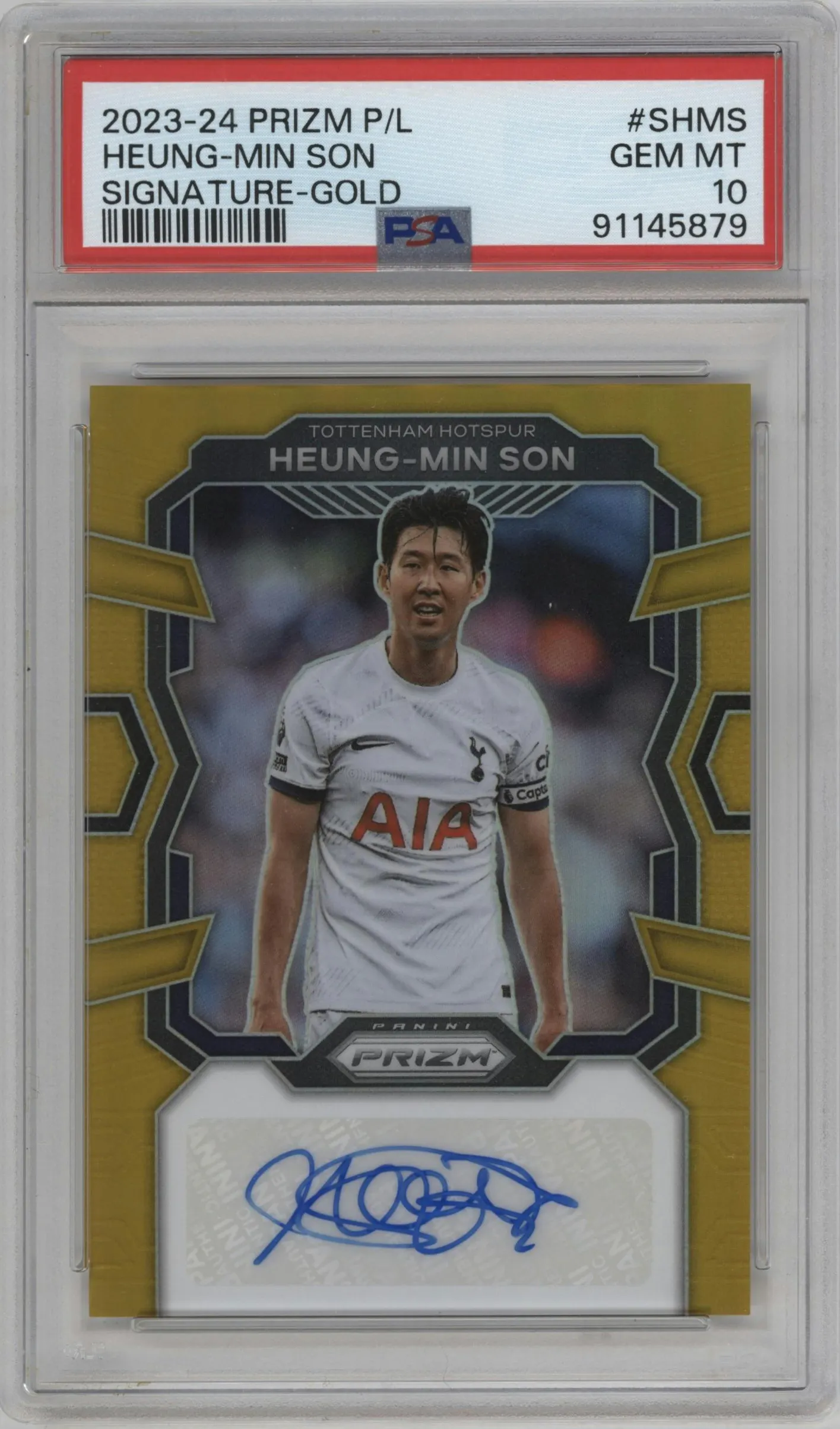 2023 Panini Prizm Premier League Sig. Heung-Min Son Gold #S-HMS PSA 10