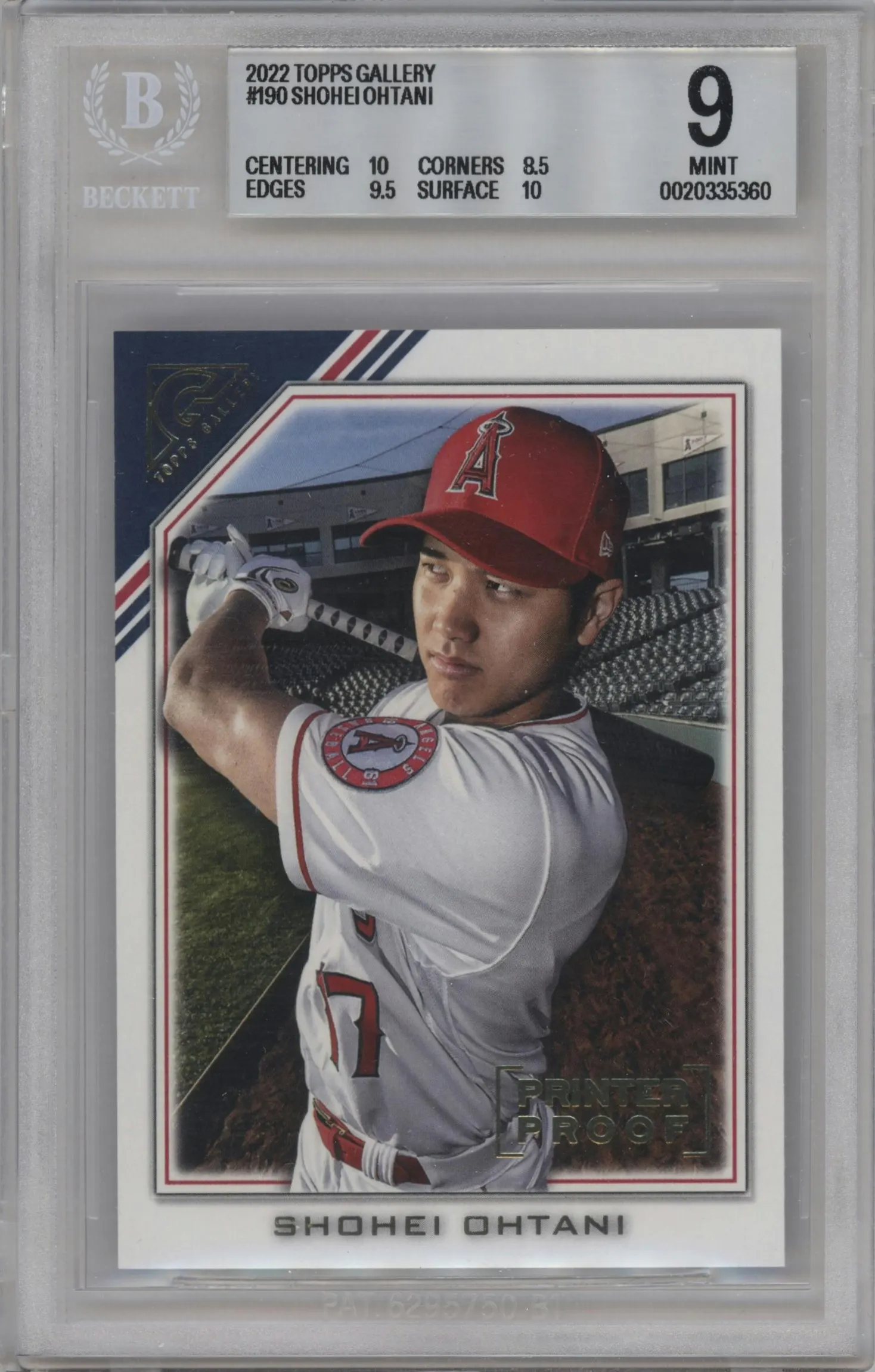 2022 Topps Gallery Shohei Ohtani BGS 9