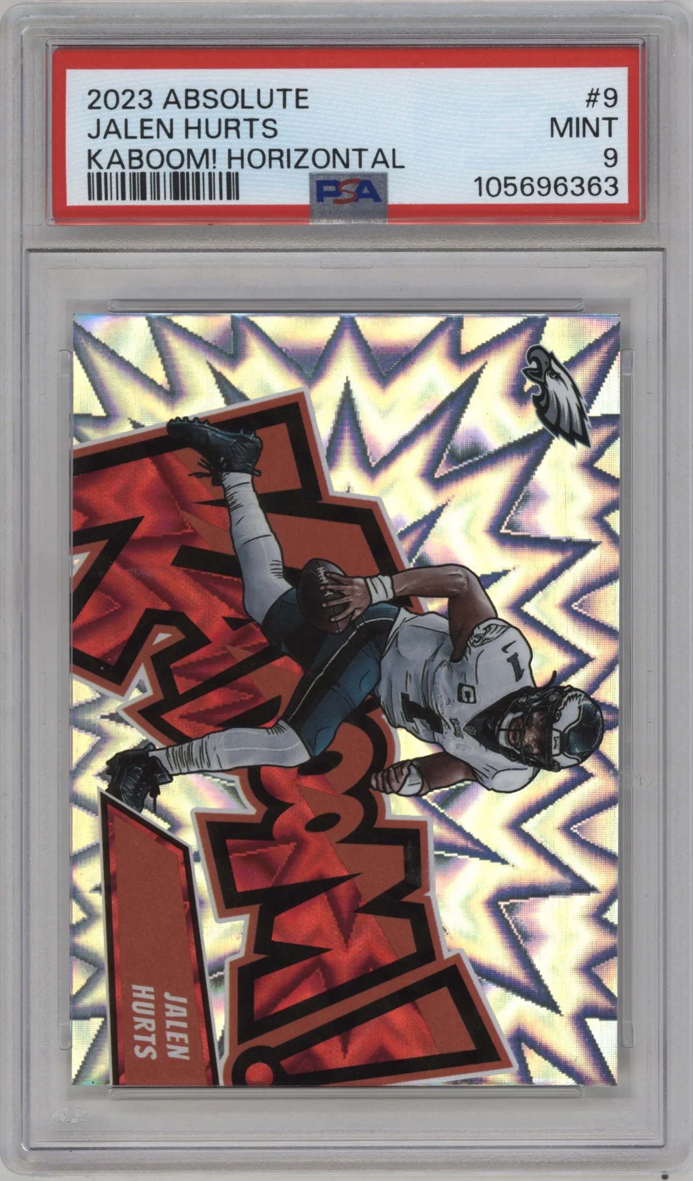 2023 Panini Absolute Kaboom! Horizontal Jalen Hurts PSA 9