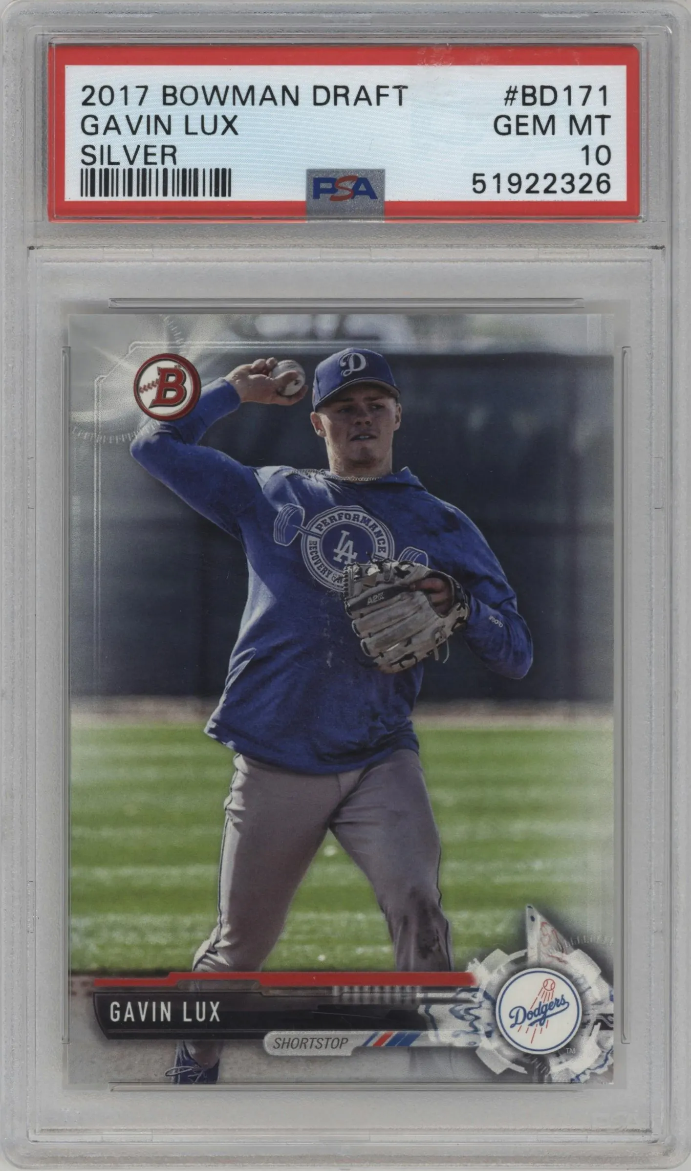 2017 Bowman Draft Gavin Lux Paper Silver PSA 10