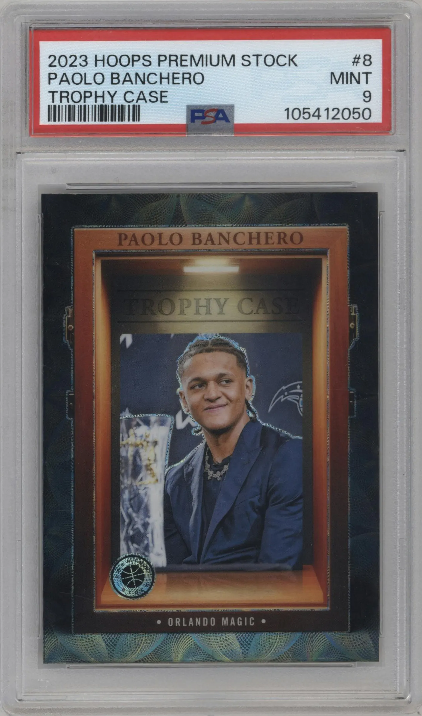 2023 Panini Hoops Premium Stock Trophy Case Paolo Banchero PSA 9