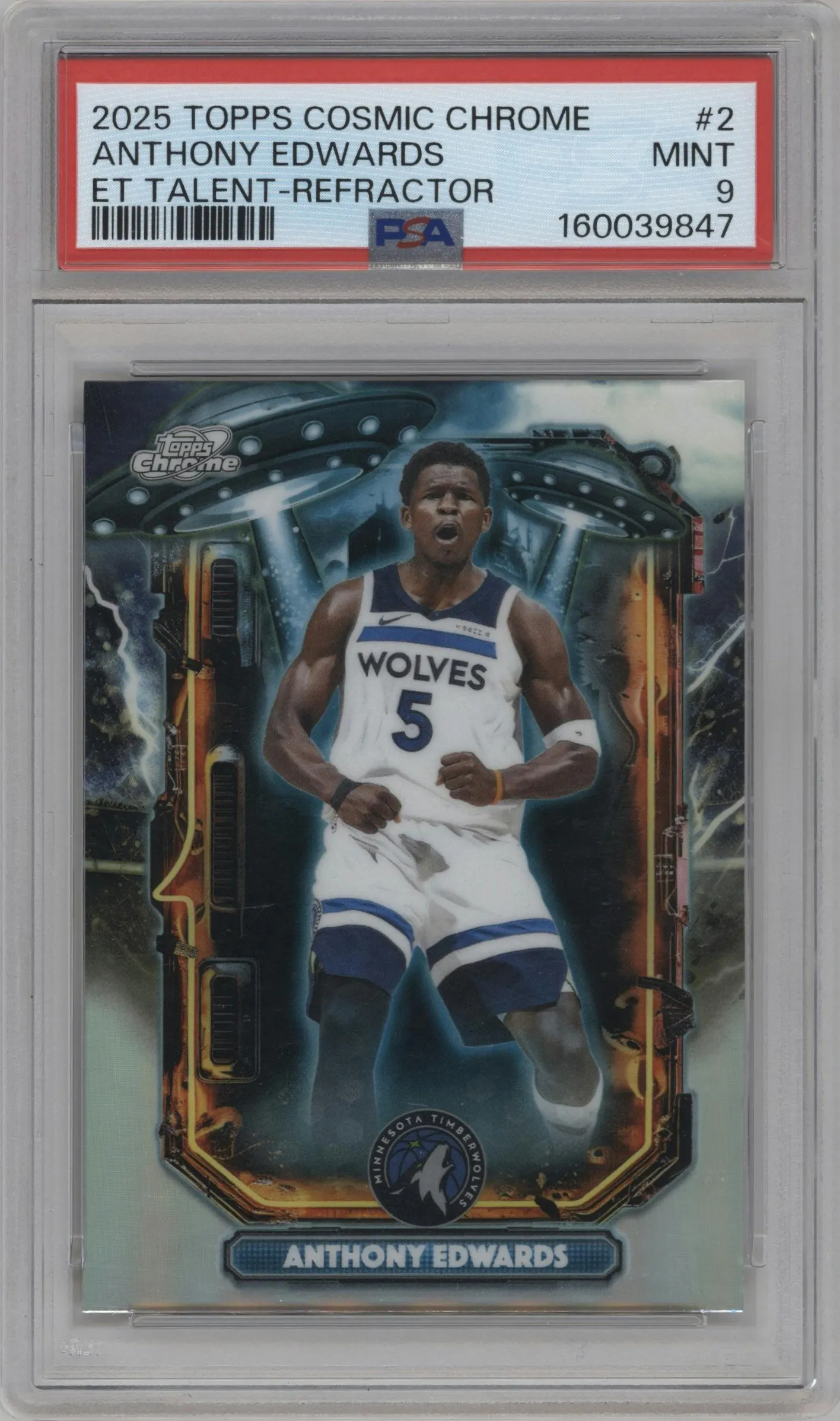 2025 Topps Chrome Cosmic Extrl.Talent Anthony Edwards Refractor #ET-2 PSA 9