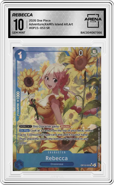 2026 One Piece Adventure/KAMI’s Island Rebecca Alternate Art SR #OP15-053 SR ARENA CLUB 10