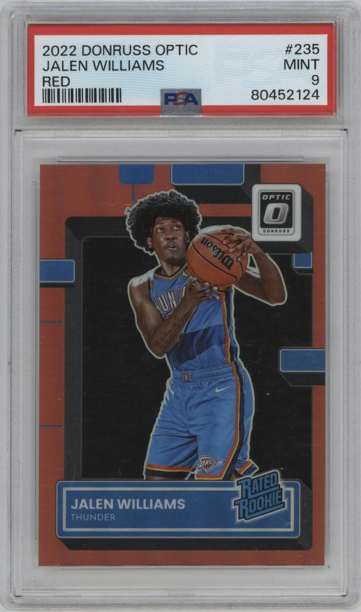 2022 Panini Donruss Optic Rated Rookie Jalen Williams Red #235 PSA 9