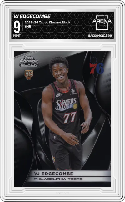 2025 Topps Chrome Black VJ Edgecombe #45 ARENA CLUB 9