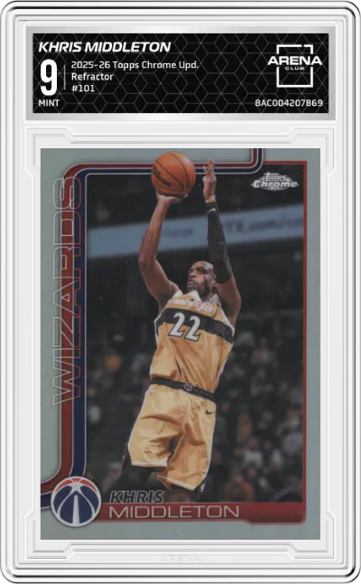 2025 Topps Chrome Update Khris Middleton Refractor #101 ARENA CLUB 9