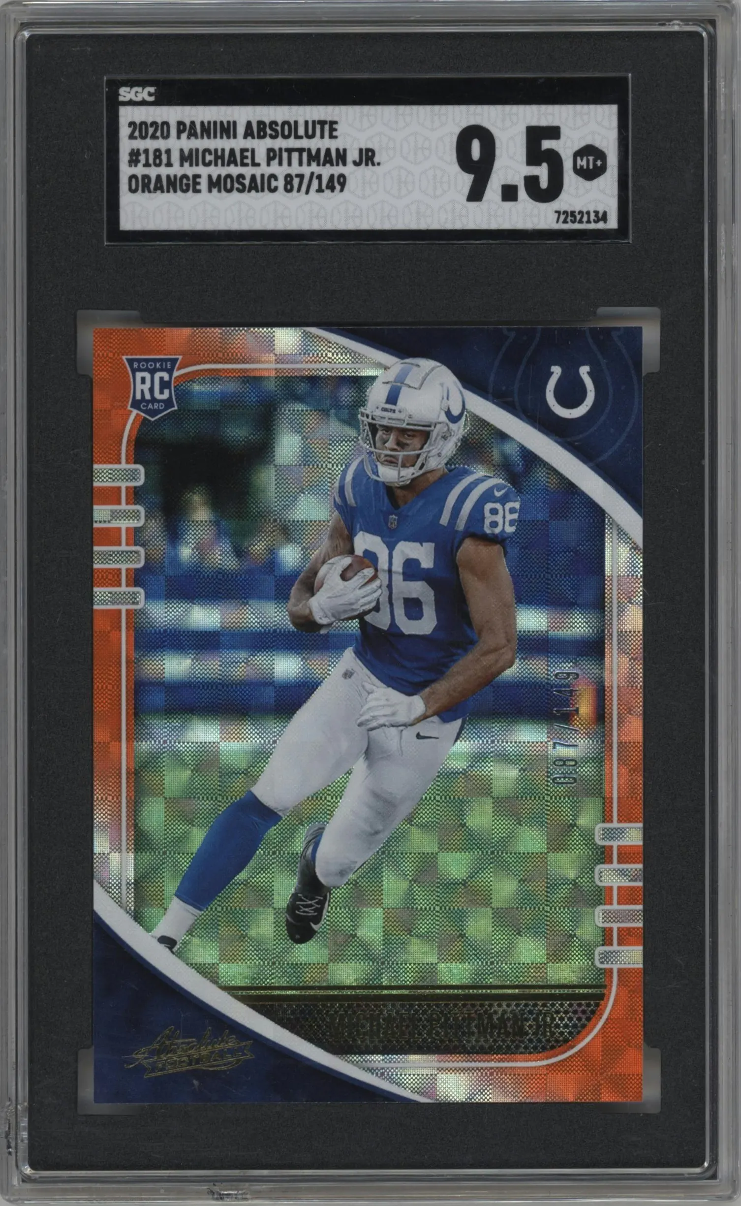 2020 Panini Absolute Michael Pittman Jr. Orange Mosaic #181 SGC 9.5