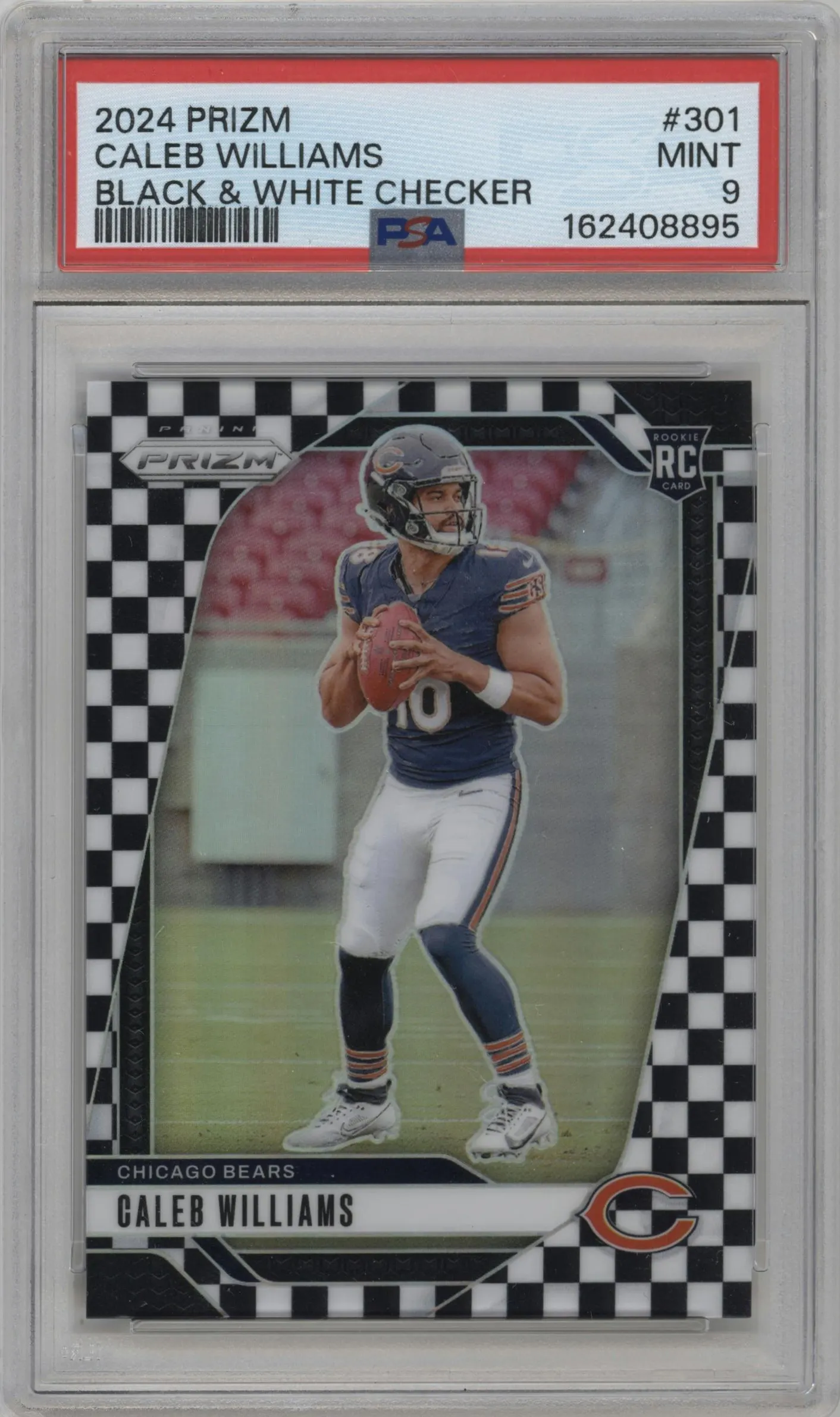 2024 Panini Prizm Caleb Williams Black & White Checker #301 PSA 9