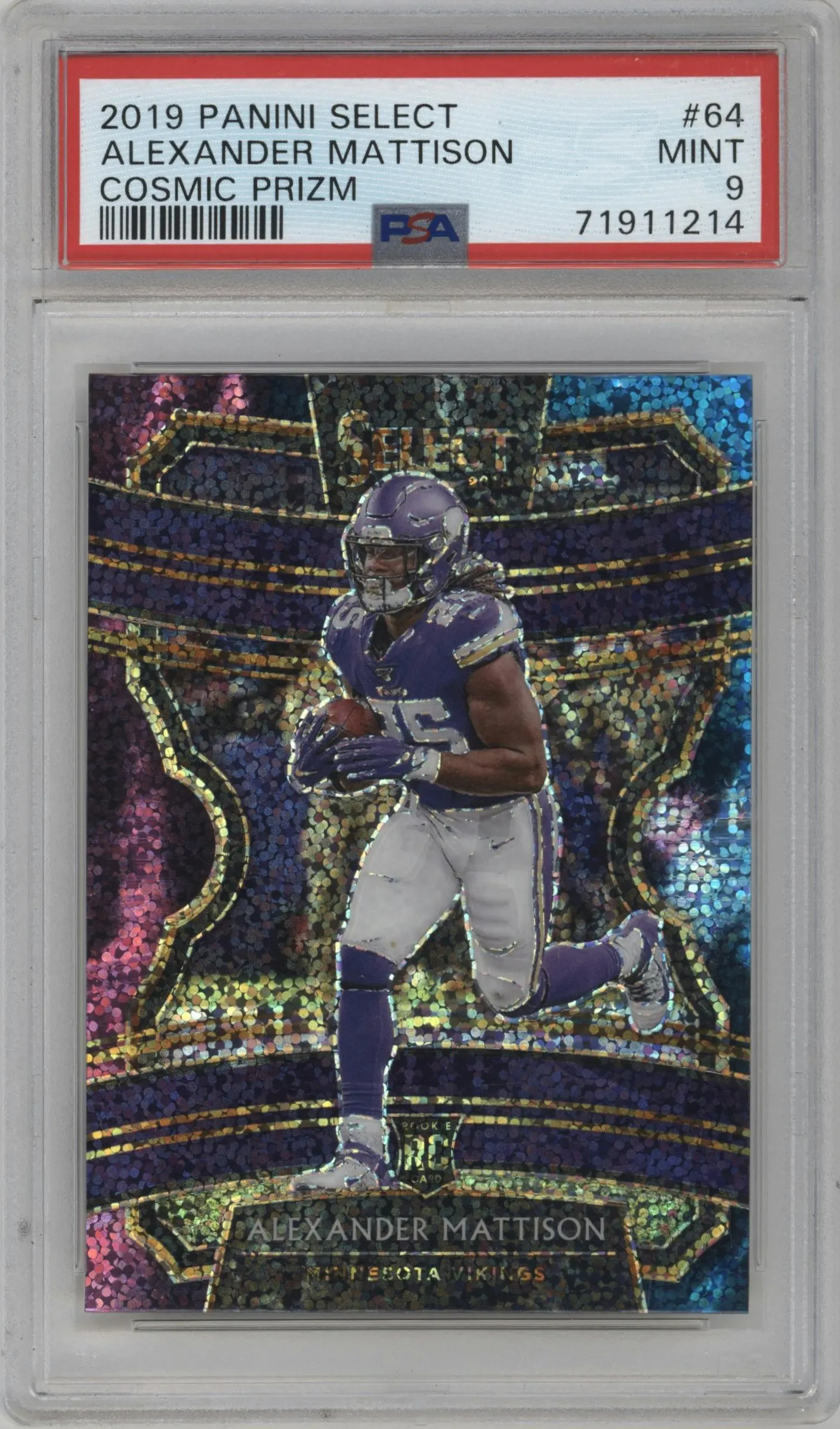 2019 Panini Select Alexander Mattison Cosmic #64 PSA 9