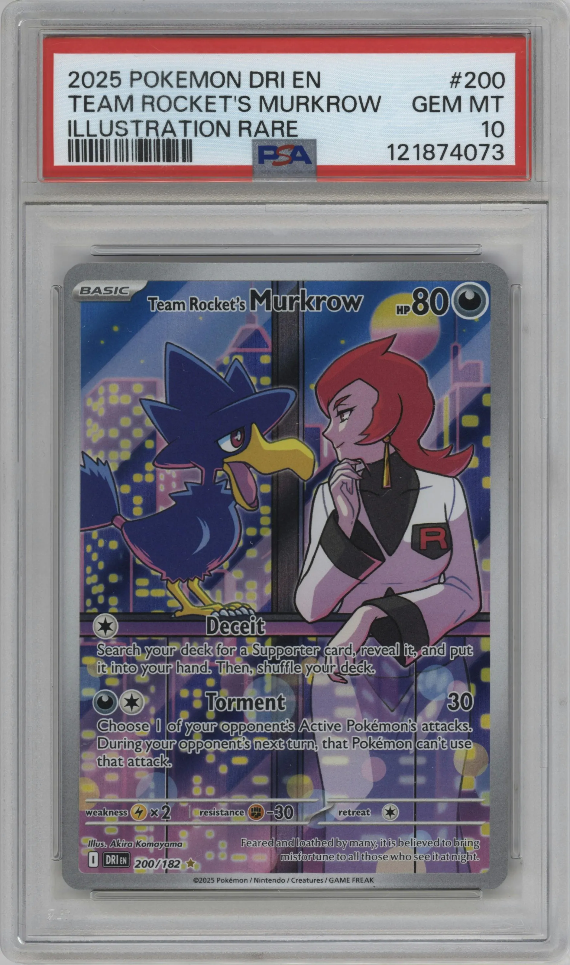 2025 Pokemon SV Destined Rivals Team Rocket's Murkrow #200 PSA 10