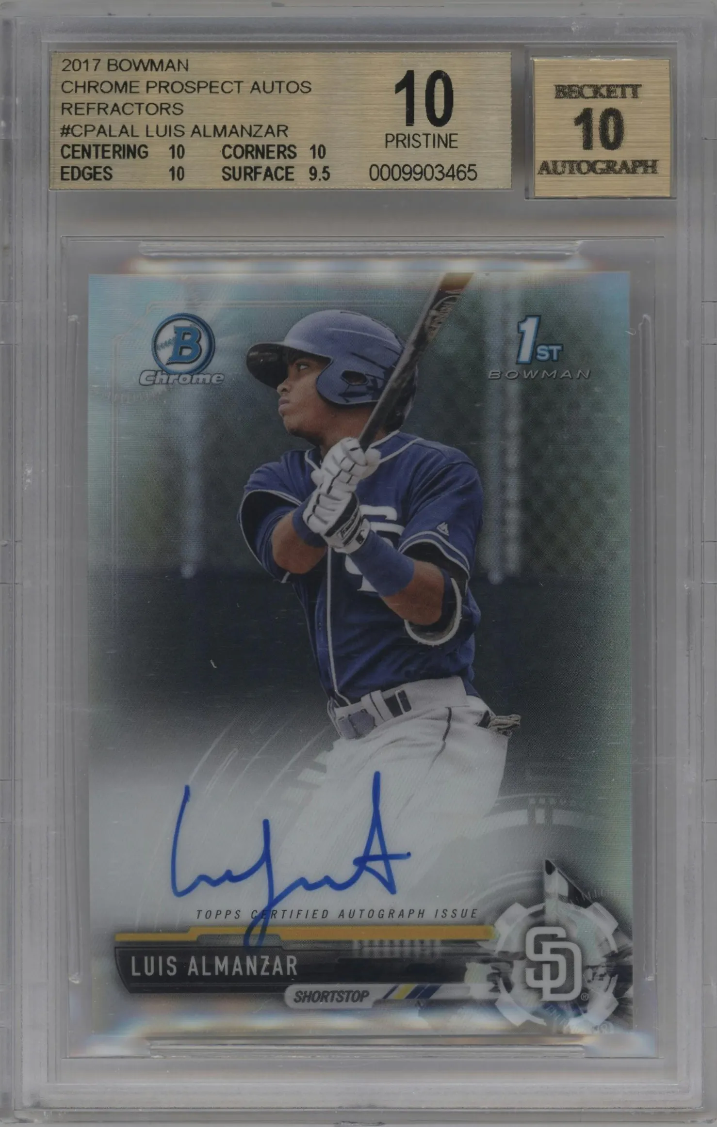 2017 Bowman Chr.Pros.Auto Luis Almanzar Refractor #CPA-LAL BGS 10