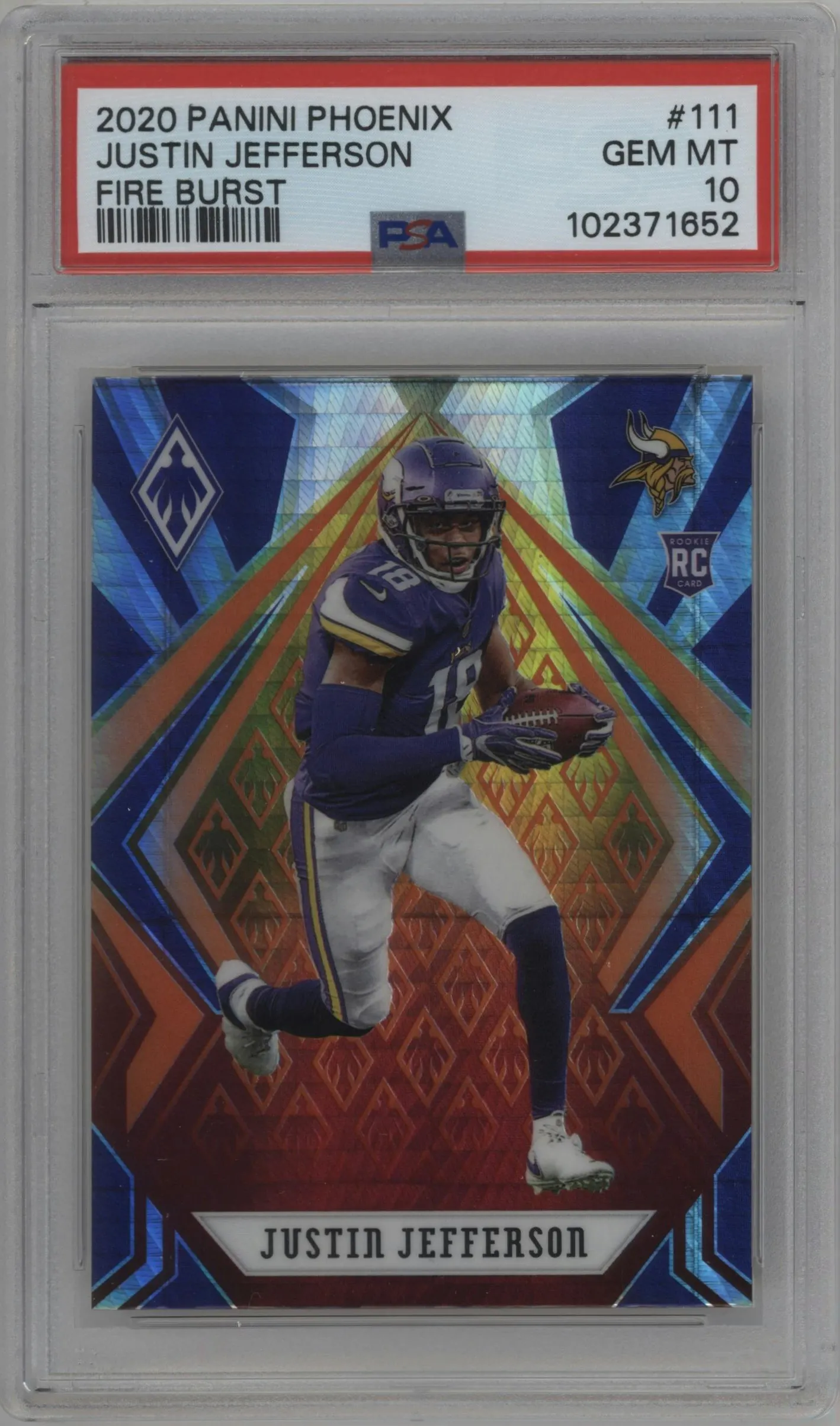 2020 Panini Phoenix Justin Jefferson Fire Burst PSA 10