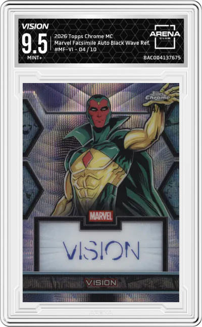 2026 Topps Chrome Marvel Comics Marvel Facsimile Auto Vision Black Wave Refractor #MF-VI ARENA CLUB 9.5