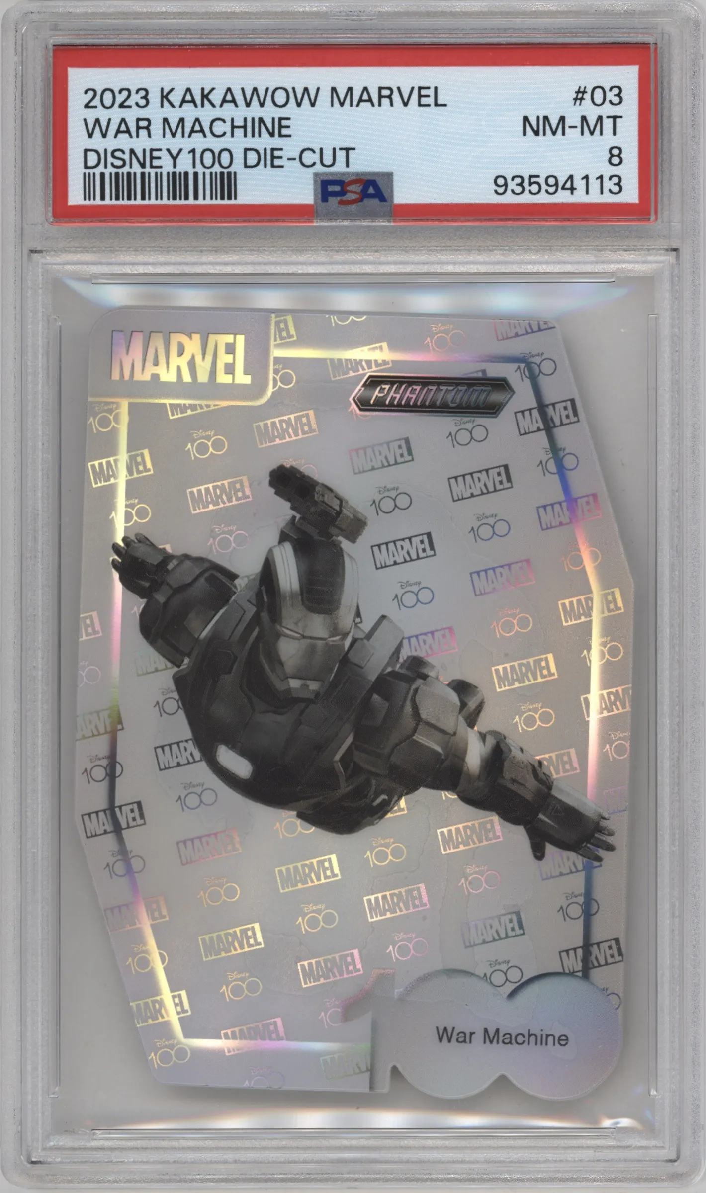 2023 Kakawow Phantom Disney 100 Marvel Die-Cut War Machine #PM-YX-03 PSA 8