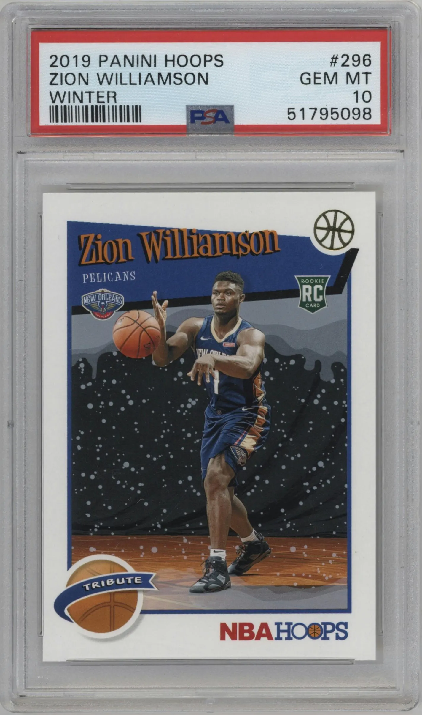 2019 Panini NBA Hoops Tribute Zion Williamson Winter #296 PSA 10