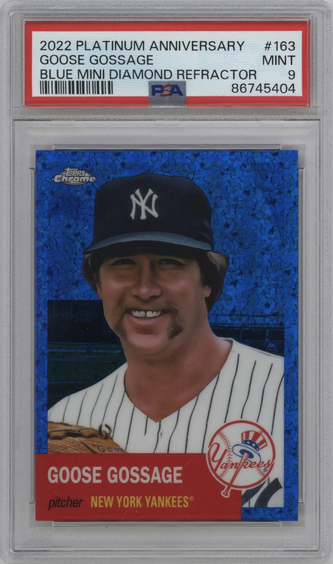 2022 Topps Chrome Platinum Anniversary Goose Gossage Blue Mini-Diamond Refractor #163 PSA 9
