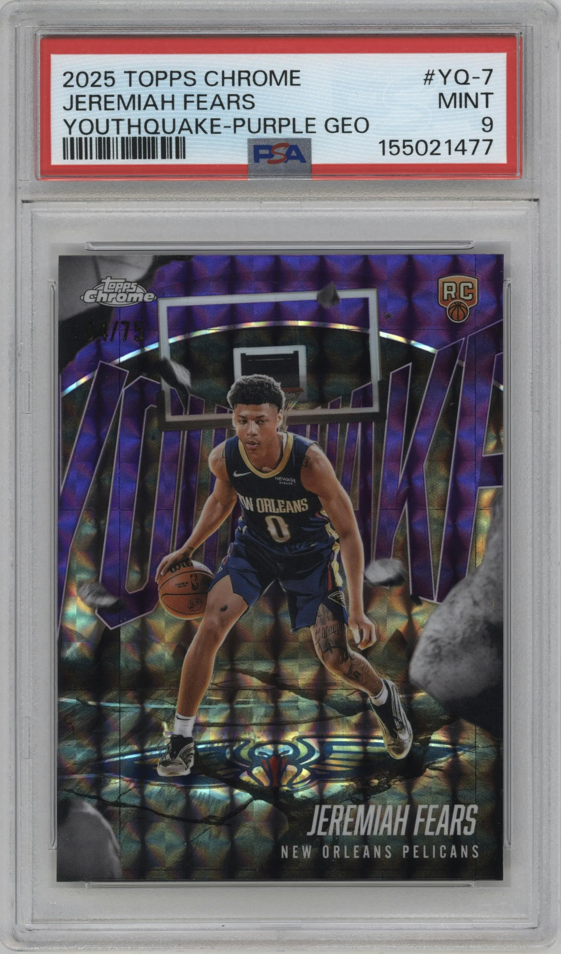 2025 Topps Chrome Youthquake Jeremiah Fears Purple Geometric Refractor #YQ-7 PSA 9
