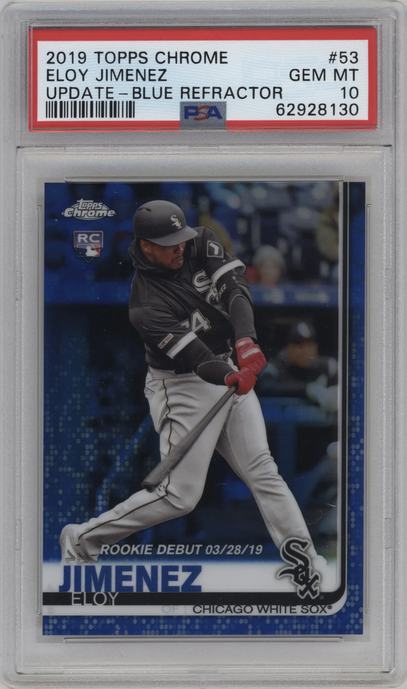 2019 Topps Chrome Update Eloy Jimenez Blue Refractor #53 PSA 10