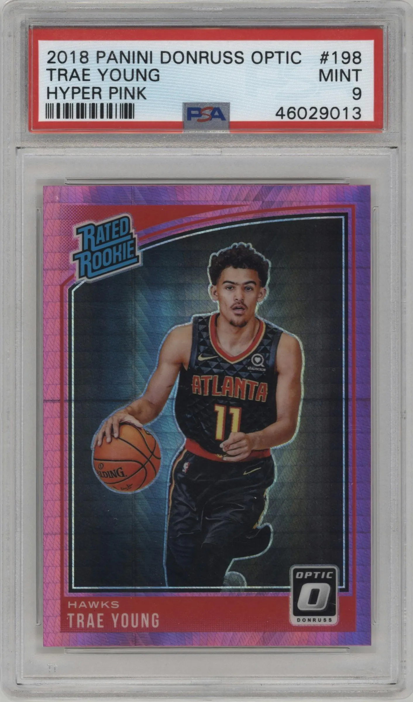 2018 Panini Donruss Optic Rated Rookie Trae Young Hyper Pink PSA 9
