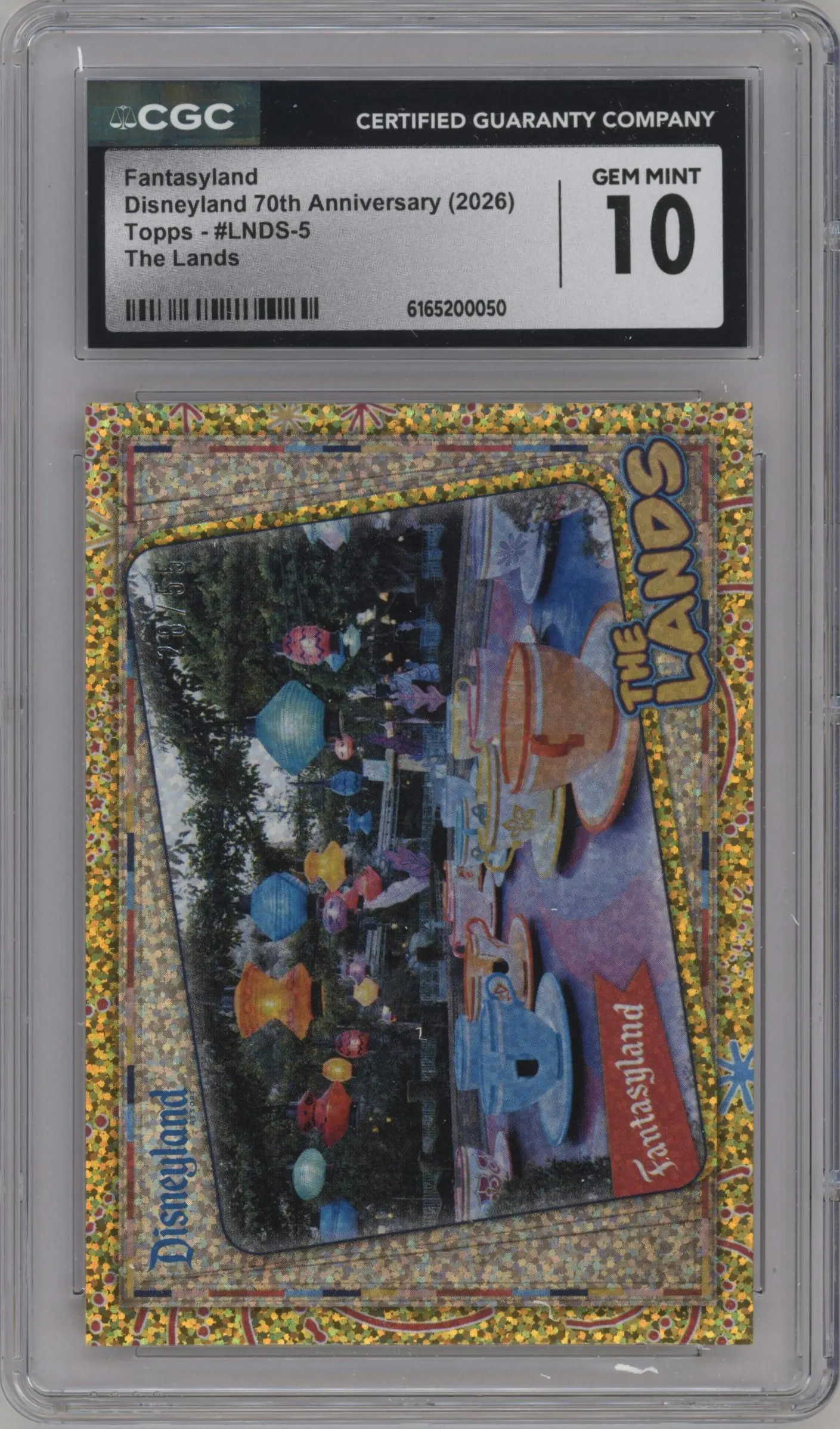 2025 Topps Disneyland 70th Anniversary The Lands Fantasyland Gold Confetti Foil #LNDS-5 CGC 10