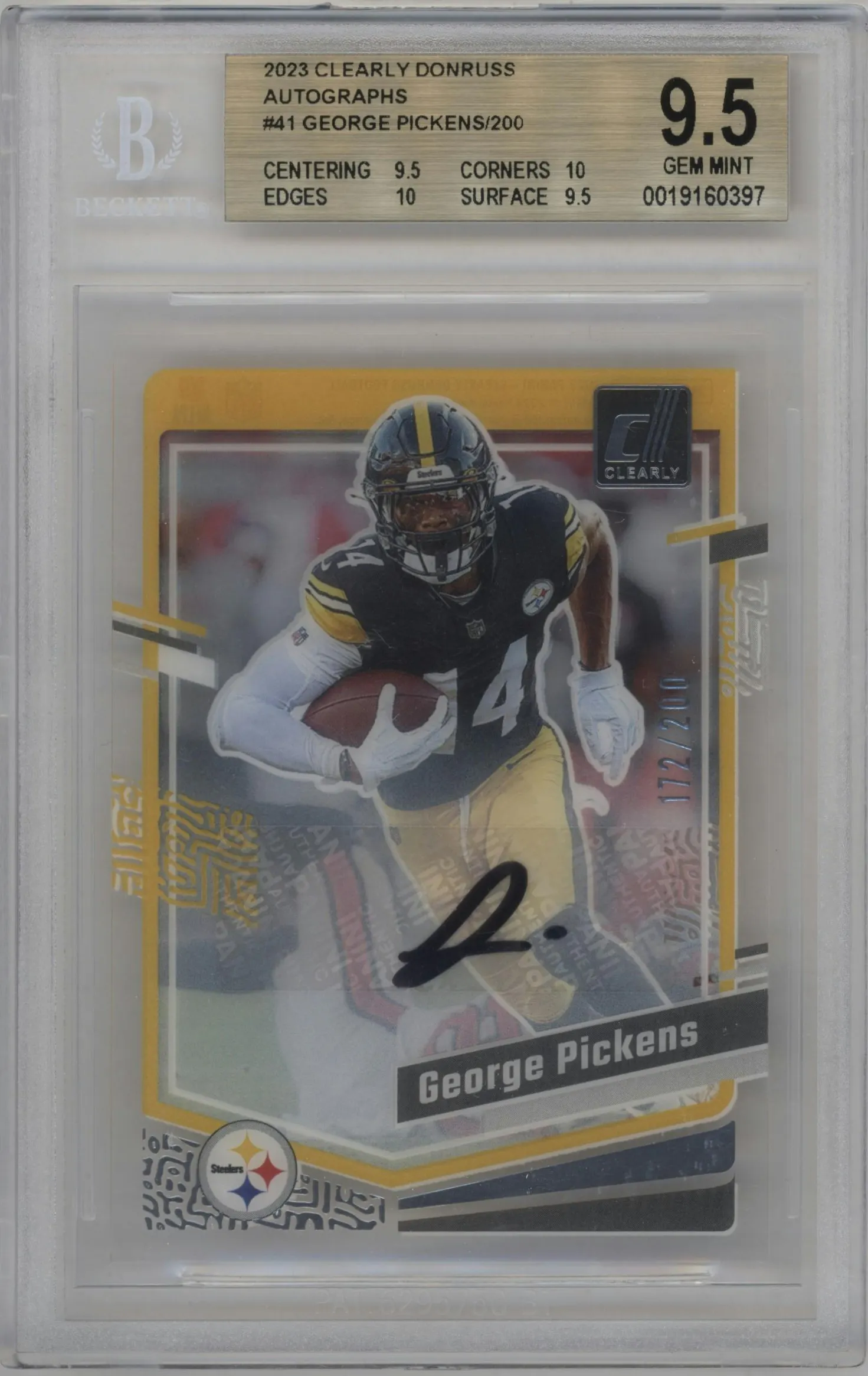 2023 Clearly Donruss Auto George Pickens #41 BGS 9.5