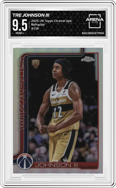 2025 Topps Chrome Update Tre Johnson III Refractor #156 ARENA CLUB 9.5