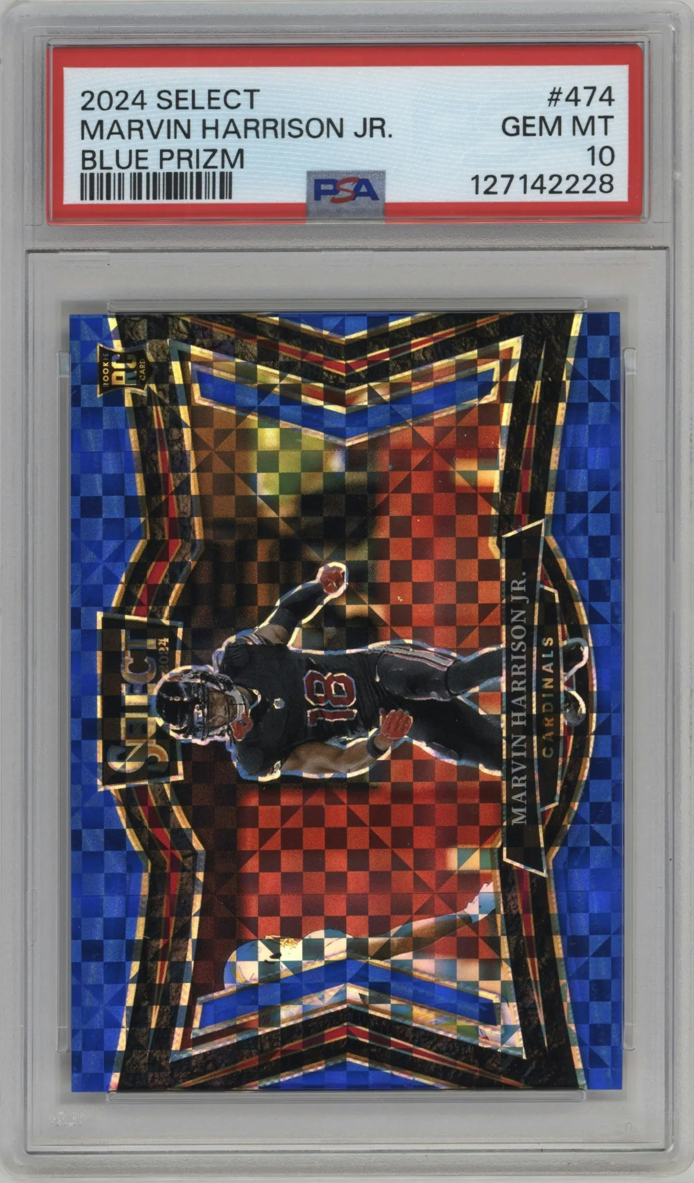2024 Panini Select Field Lvl. Marvin Harrison Jr. Blue Prizm #474 PSA 10