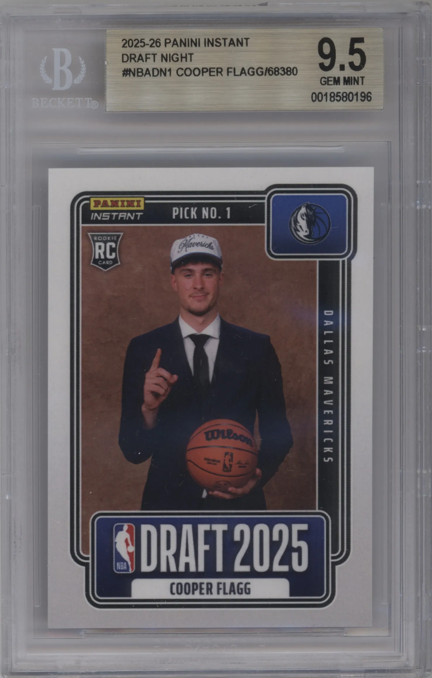 2025 Panini Instant Draft Night Cooper Flagg BGS 9.5