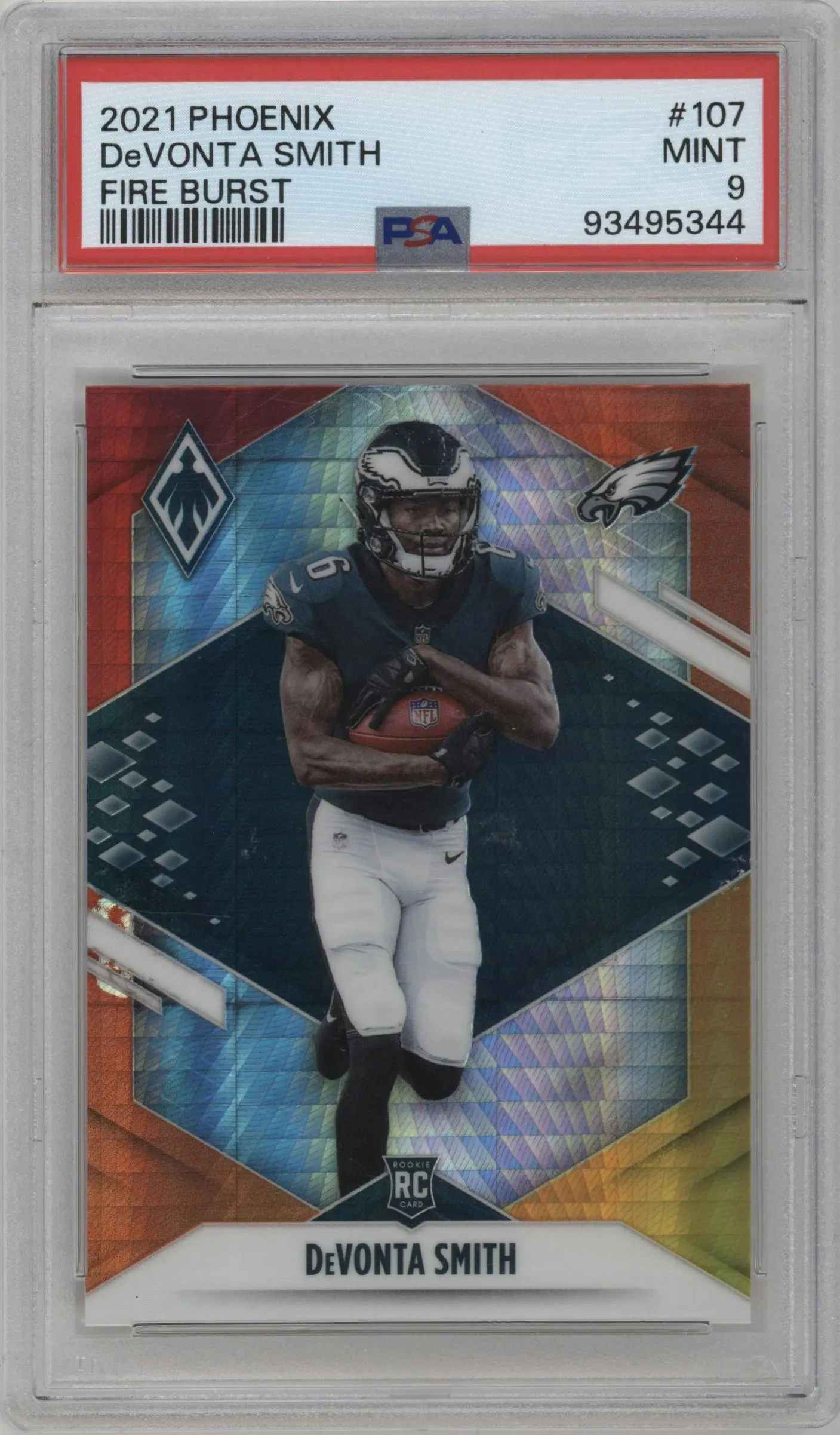 2021 Panini Phoenix DeVonta Smith Fire Burst #107 PSA 9