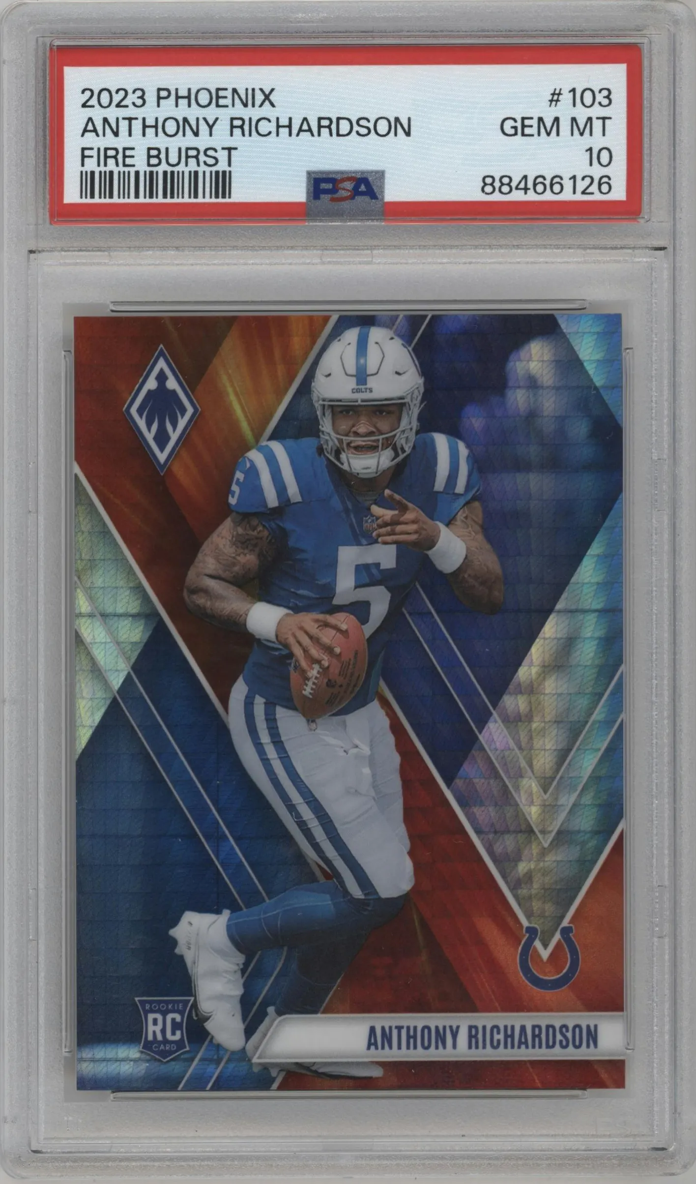 2023 Panini Phoenix Anthony Richardson Fire Burst #103 PSA 10