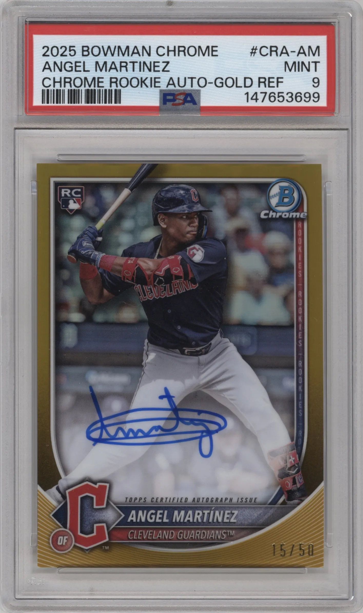 2025 Bowman Chrome Chr.Rke.Auto Angel Martinez Gold Refractor #CRA-AM PSA 9