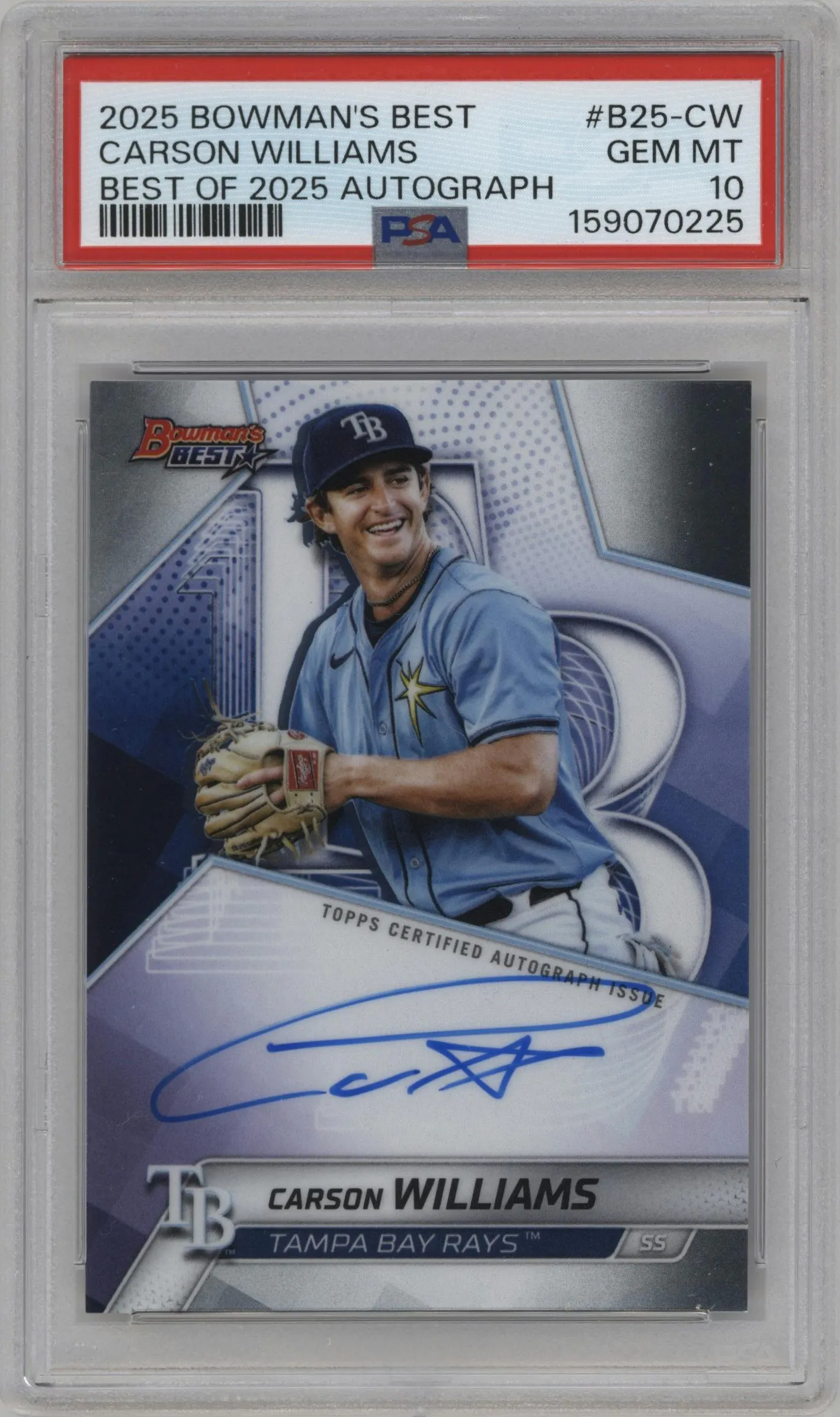 2025 Bowman's Best Best of '25 Auto Carson Williams #B25-CW PSA 10