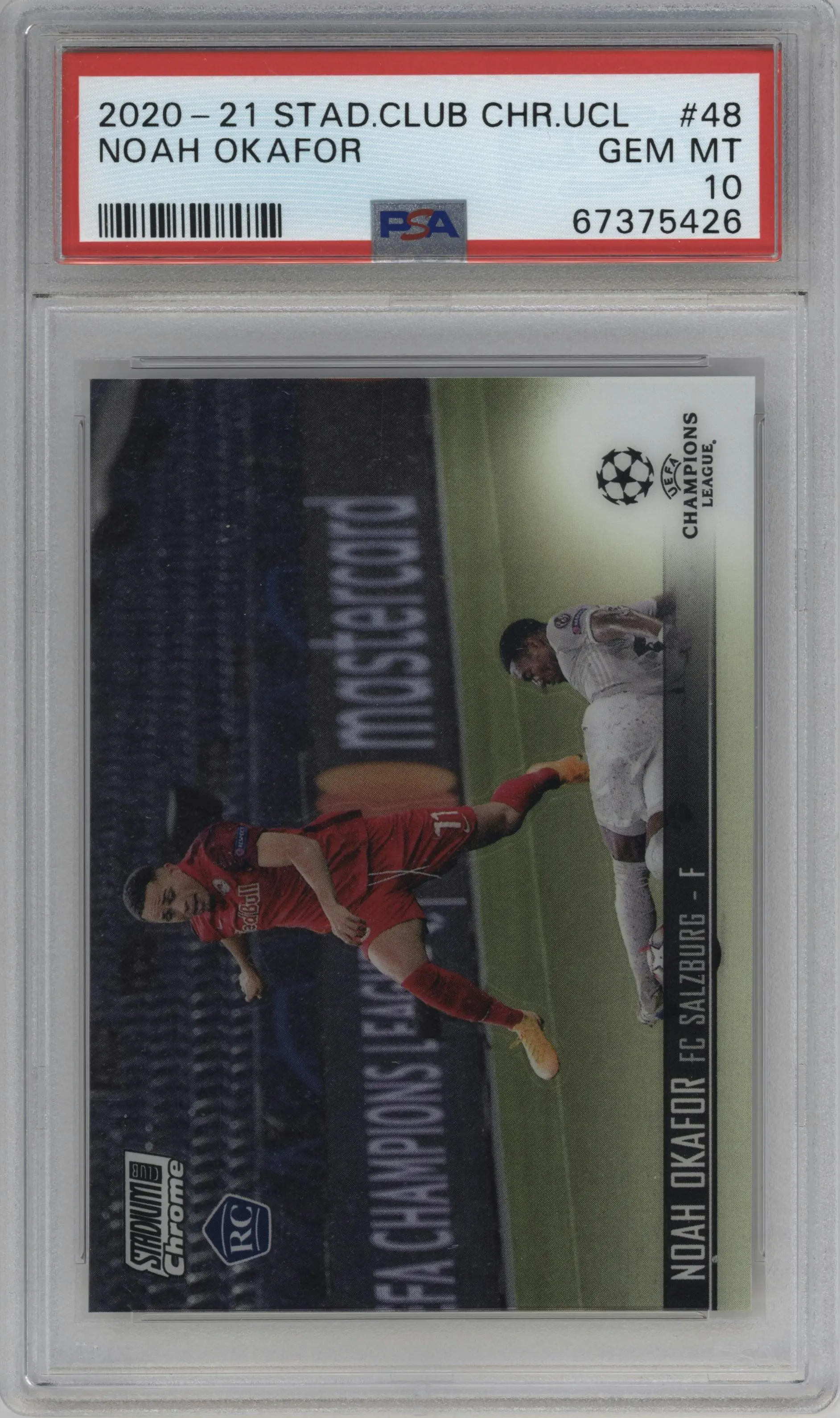 2020 Topps Stadium Club Chrome UEFA CL Noah Okafor PSA 10